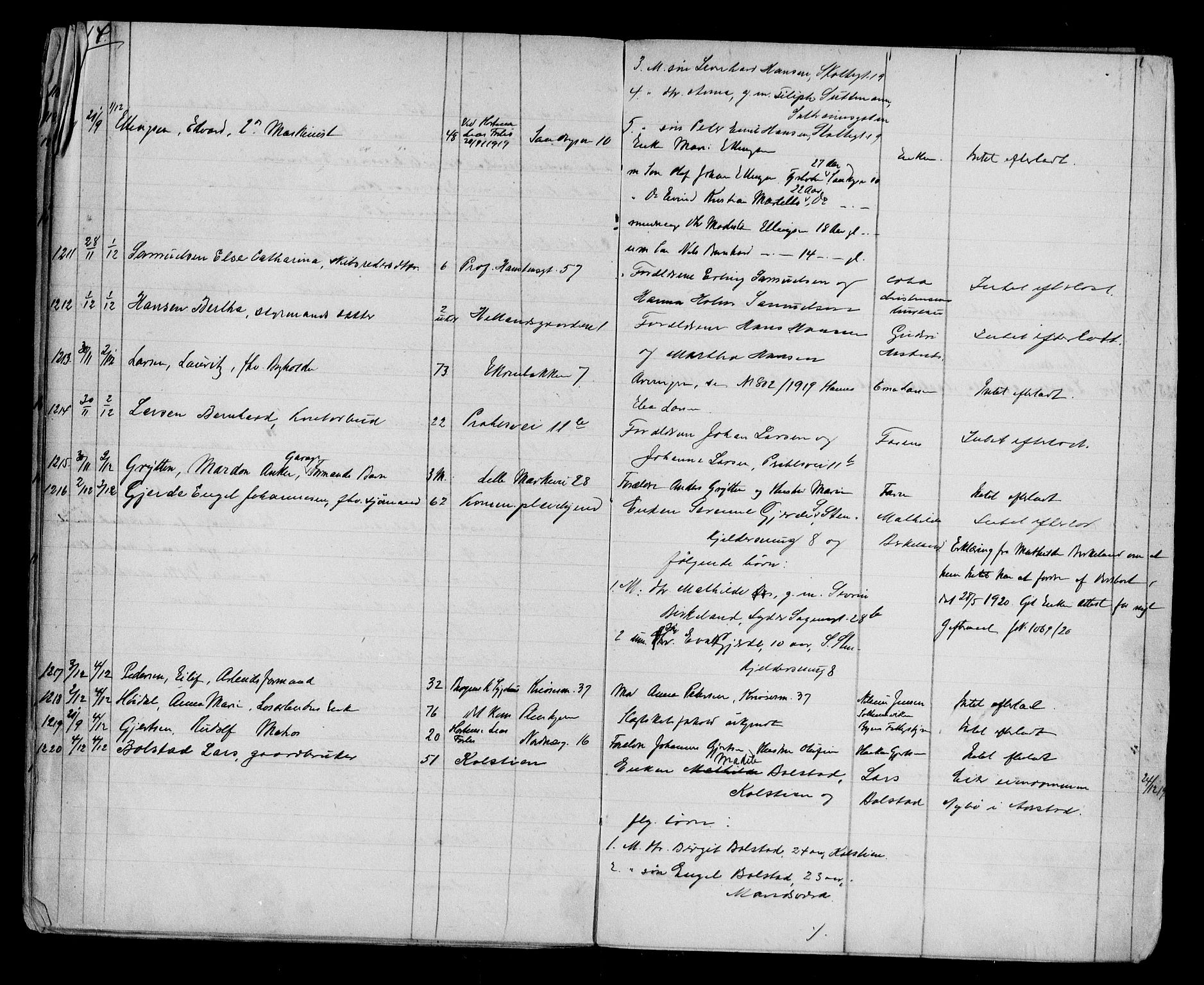 Byfogd og Byskriver i Bergen, AV/SAB-A-3401/06/06Na/L0012: Dødsfallsjournaler, 1918-1919, p. 614-615