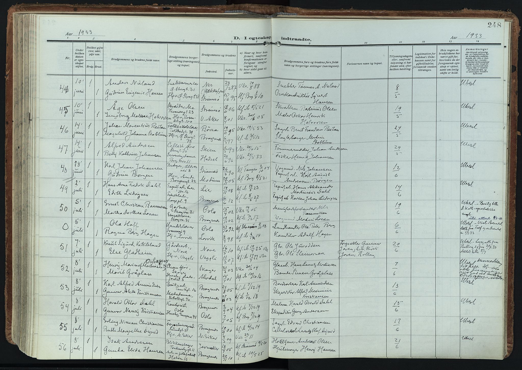 Bragernes kirkebøker, SAKO/A-6/F/Fc/L0009: Parish register (official) no. III 9, 1921-1939, p. 248