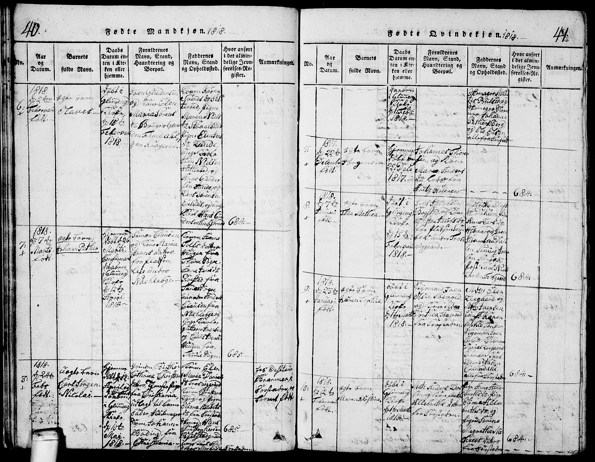 Glemmen prestekontor Kirkebøker, AV/SAO-A-10908/G/Ga/L0001: Parish register (copy) no. 1, 1816-1838, p. 40-41