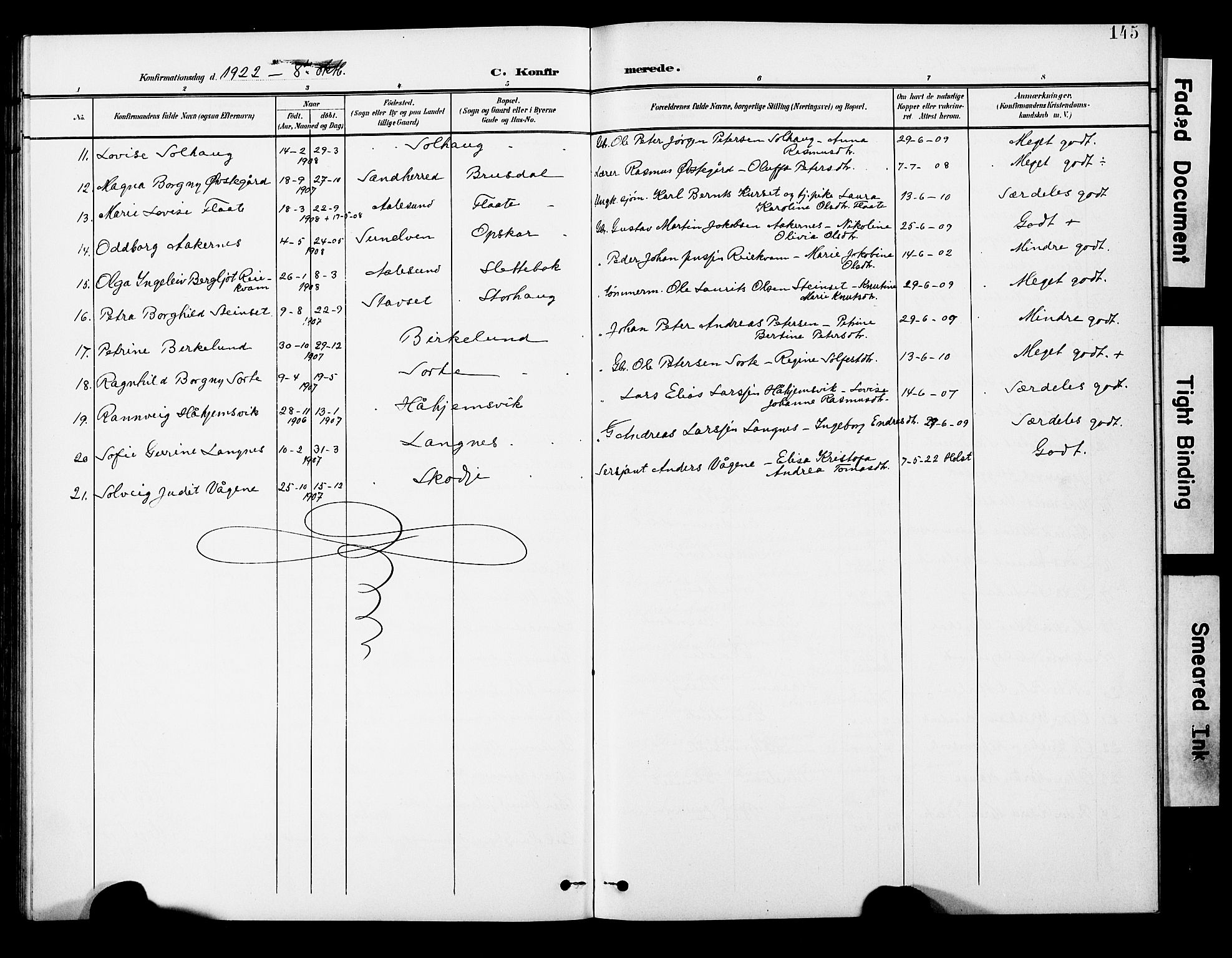 Ministerialprotokoller, klokkerbøker og fødselsregistre - Møre og Romsdal, AV/SAT-A-1454/524/L0366: Parish register (copy) no. 524C07, 1900-1931, p. 145