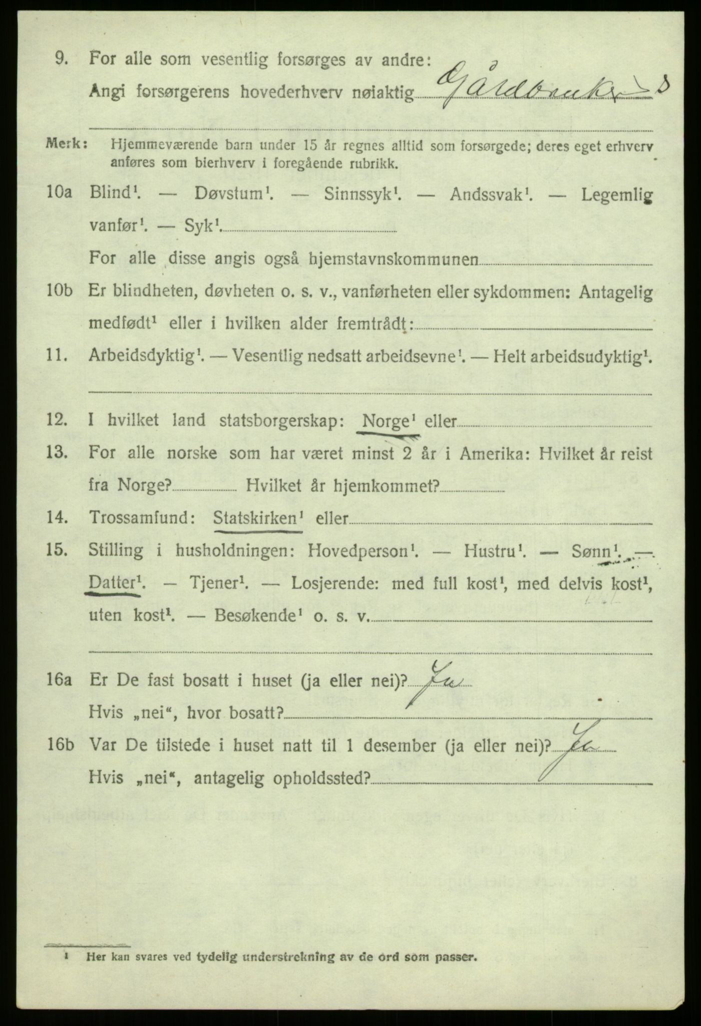 SAB, 1920 census for Lærdal, 1920, p. 2677