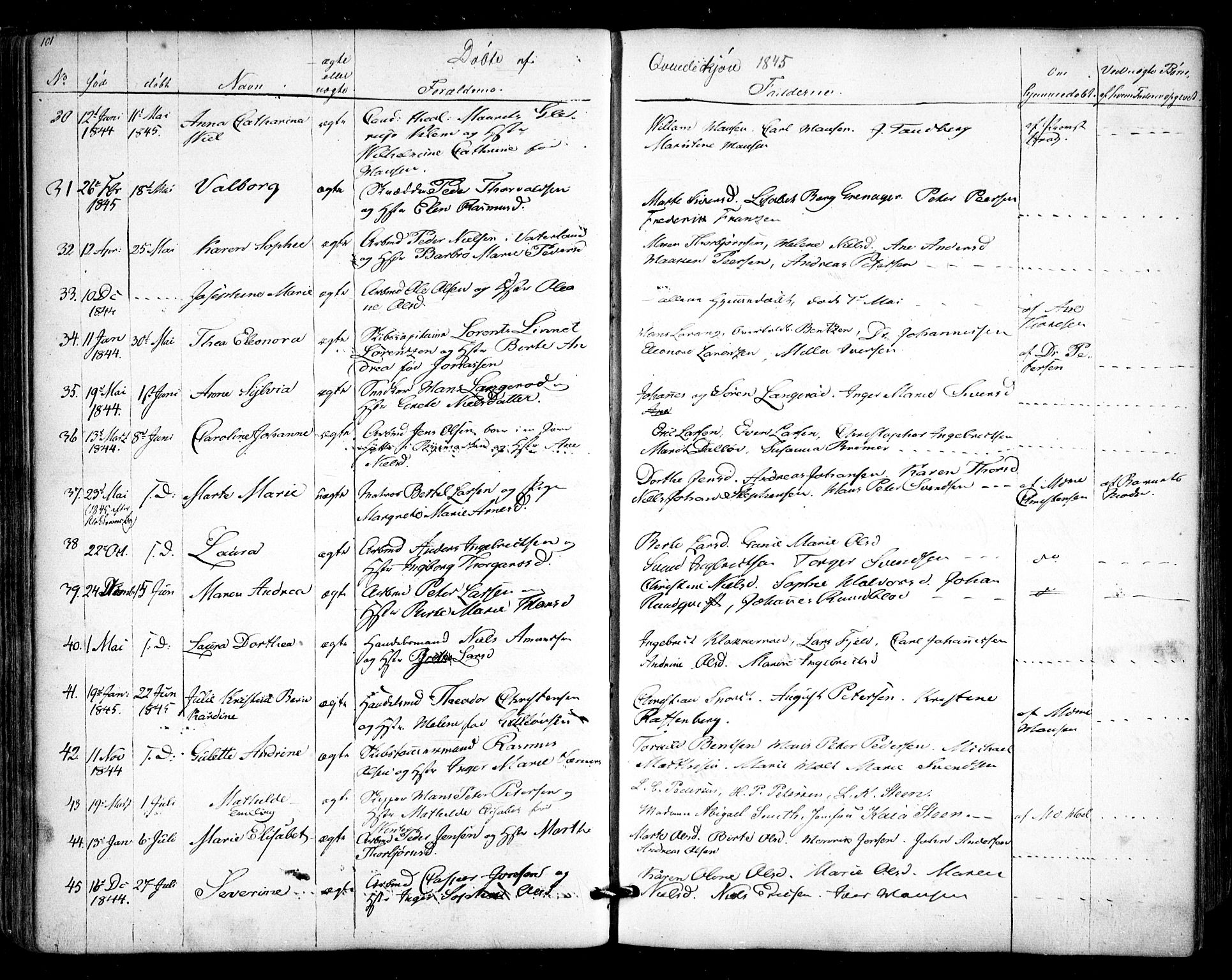 Halden prestekontor Kirkebøker, AV/SAO-A-10909/F/Fa/L0006: Parish register (official) no. I 6, 1845-1856, p. 101