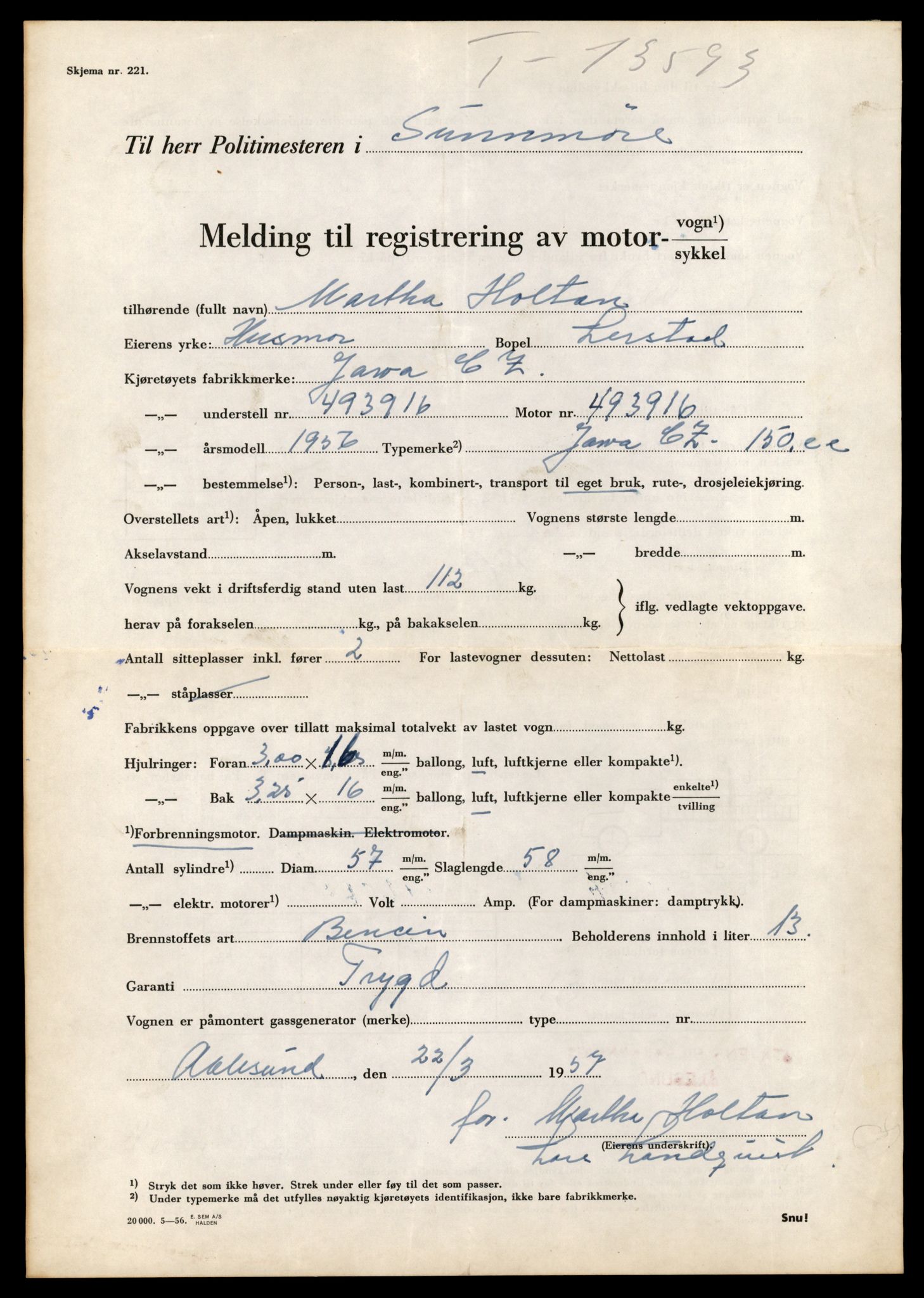 Møre og Romsdal vegkontor - Ålesund trafikkstasjon, AV/SAT-A-4099/F/Fe/L0040: Registreringskort for kjøretøy T 13531 - T 13709, 1927-1998, p. 1125