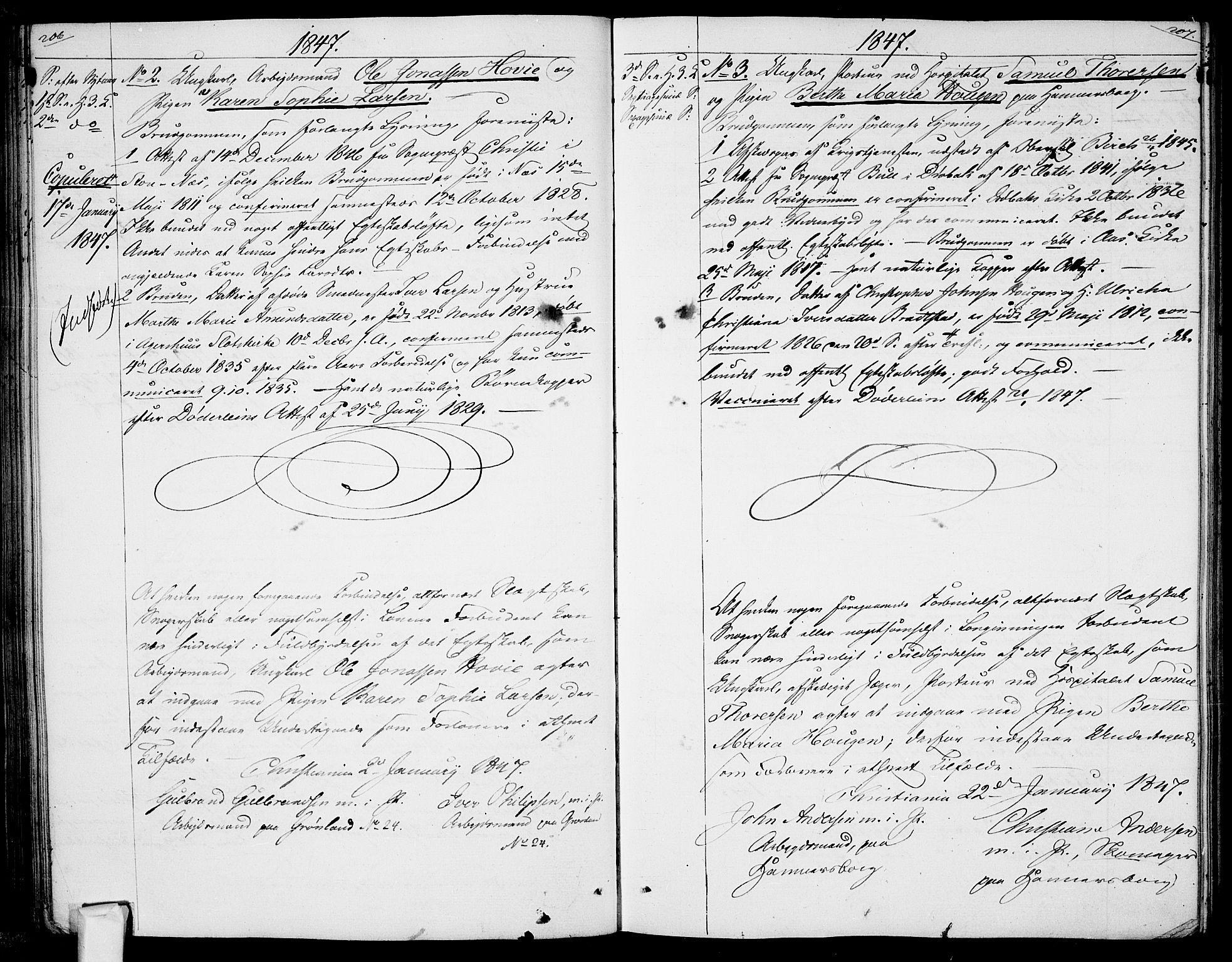 Garnisonsmenigheten Kirkebøker, AV/SAO-A-10846/H/Ha/L0005: Banns register no. I 5, 1844-1856, p. 206-207