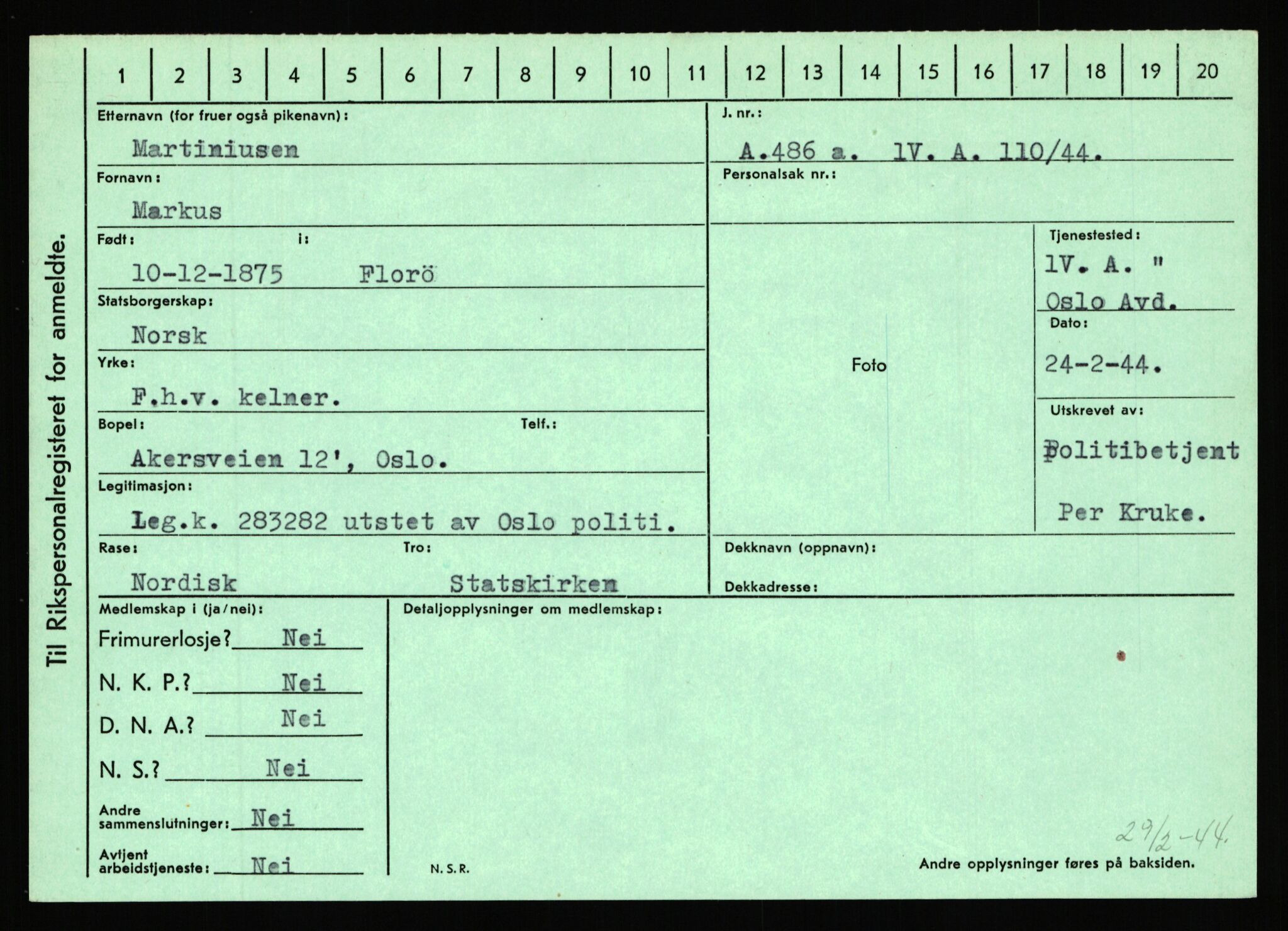 Statspolitiet - Hovedkontoret / Osloavdelingen, AV/RA-S-1329/C/Ca/L0010: Lind - Moksnes, 1943-1945, p. 2850