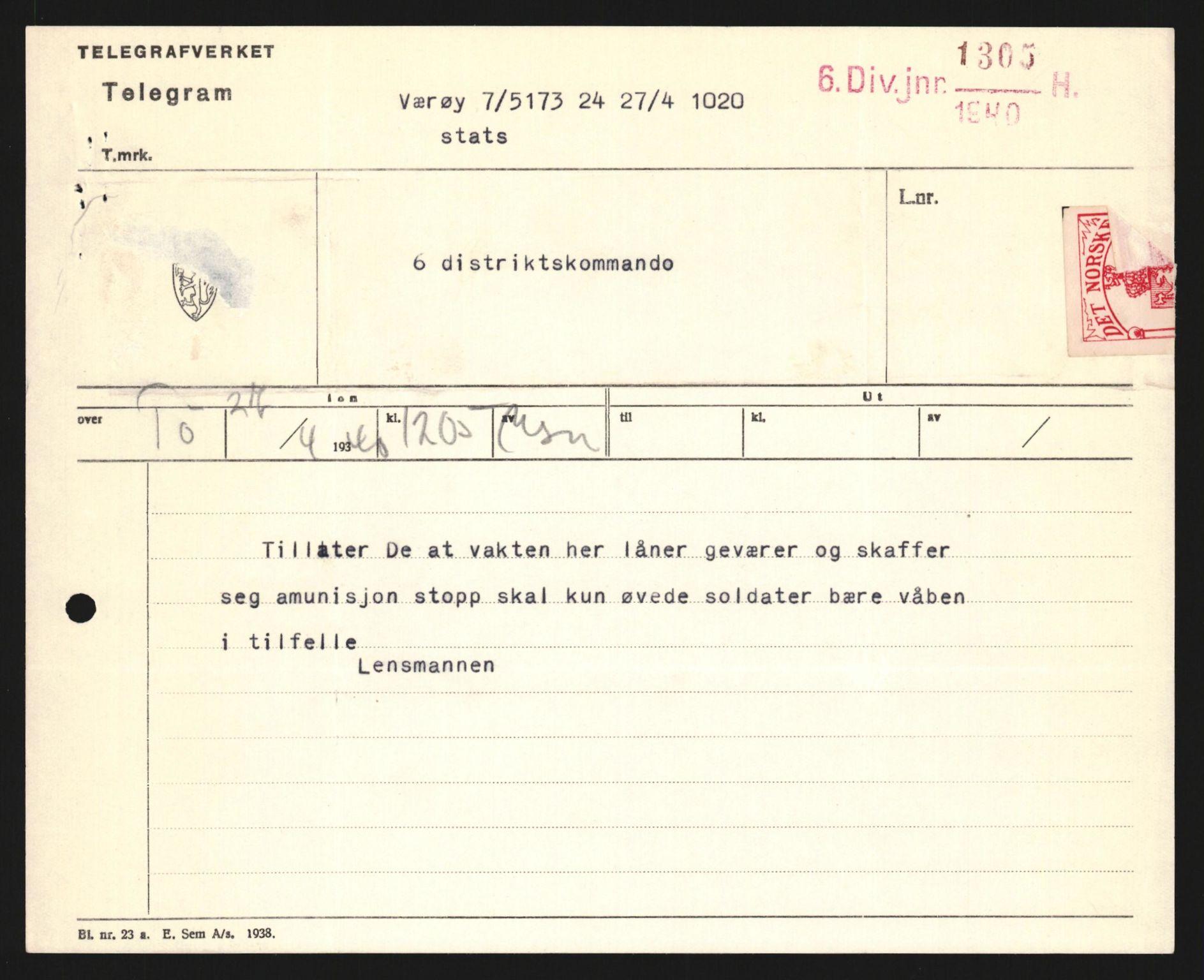 Forsvaret, Forsvarets krigshistoriske avdeling, AV/RA-RAFA-2017/Y/Yb/L0123: II-C-11-600  -  6. Divisjon med avdelinger, 1940, p. 287