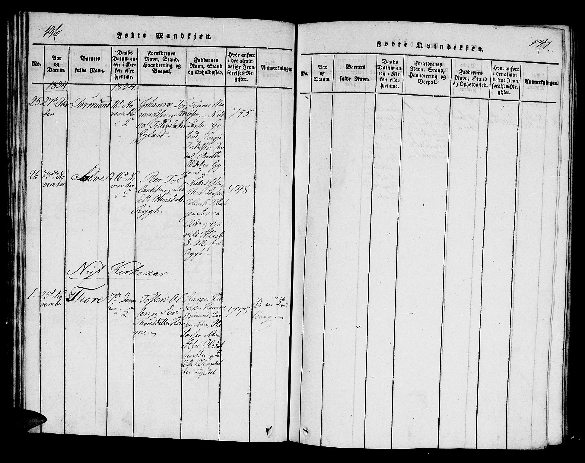 Bakke sokneprestkontor, AV/SAK-1111-0002/F/Fa/Fab/L0001: Parish register (official) no. A 1, 1815-1835, p. 136-137