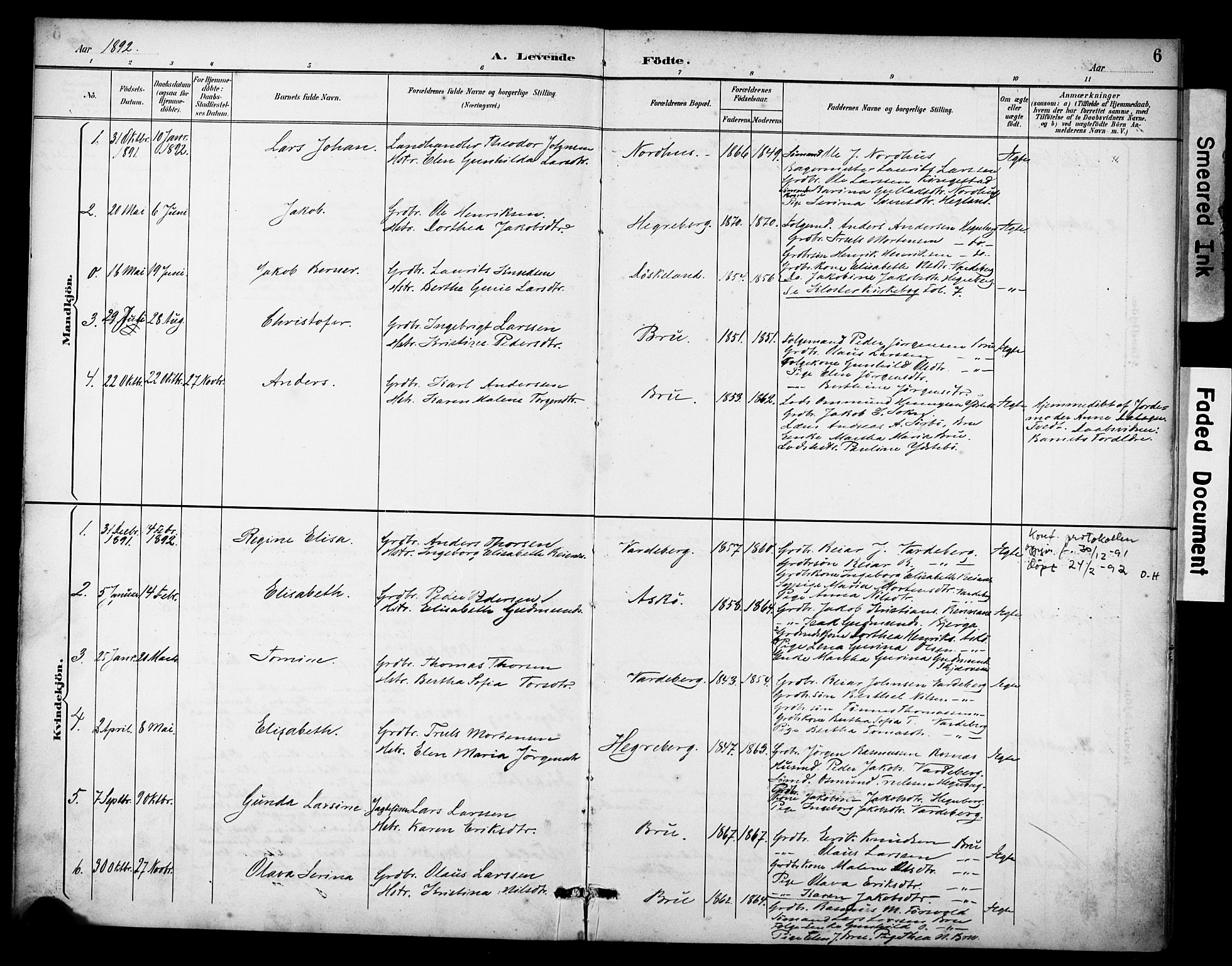 Rennesøy sokneprestkontor, AV/SAST-A -101827/H/Ha/Haa/L0015: Parish register (official) no. A 15, 1891-1908, p. 6