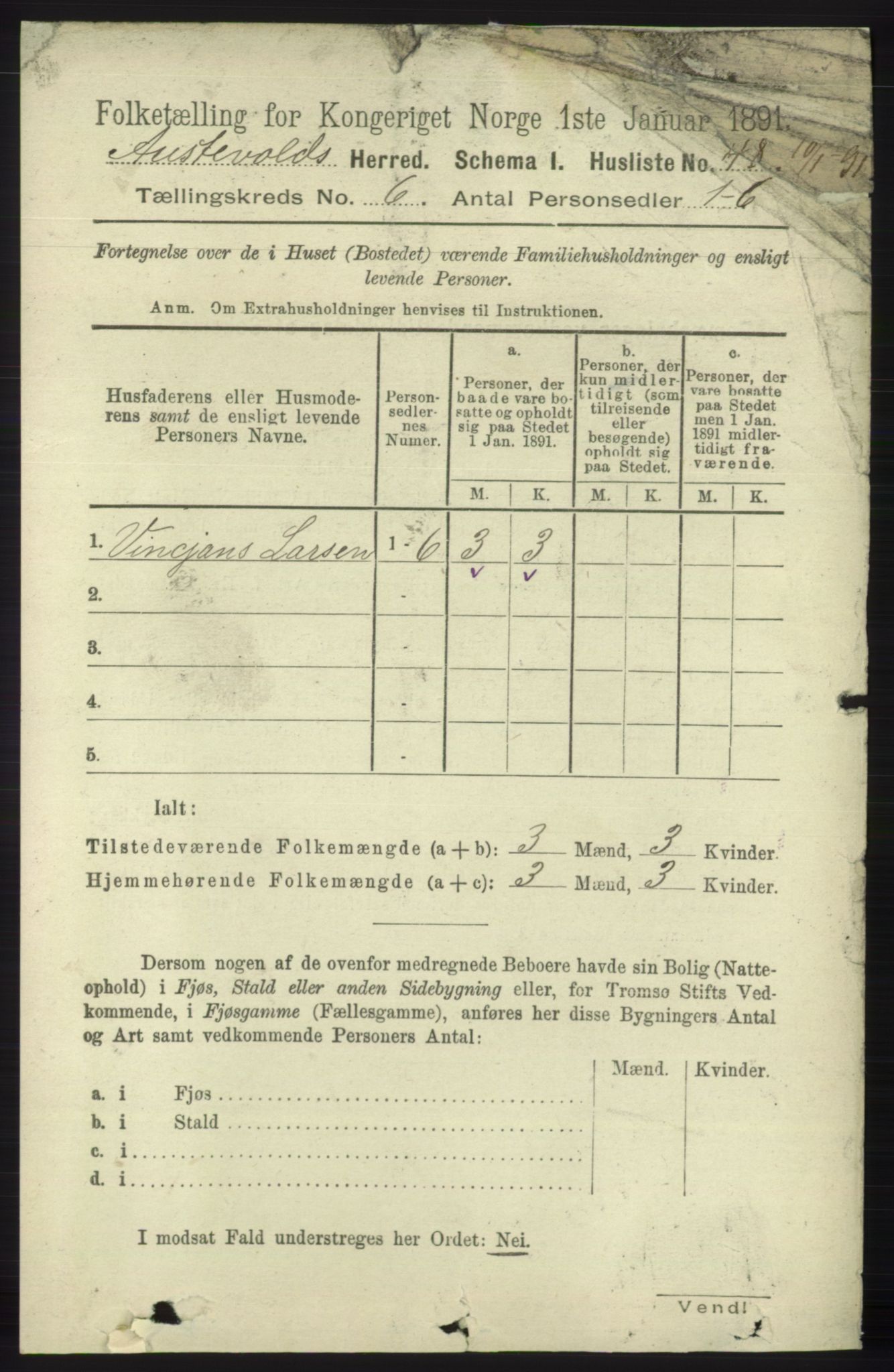 RA, 1891 census for 1244 Austevoll, 1891, p. 2565