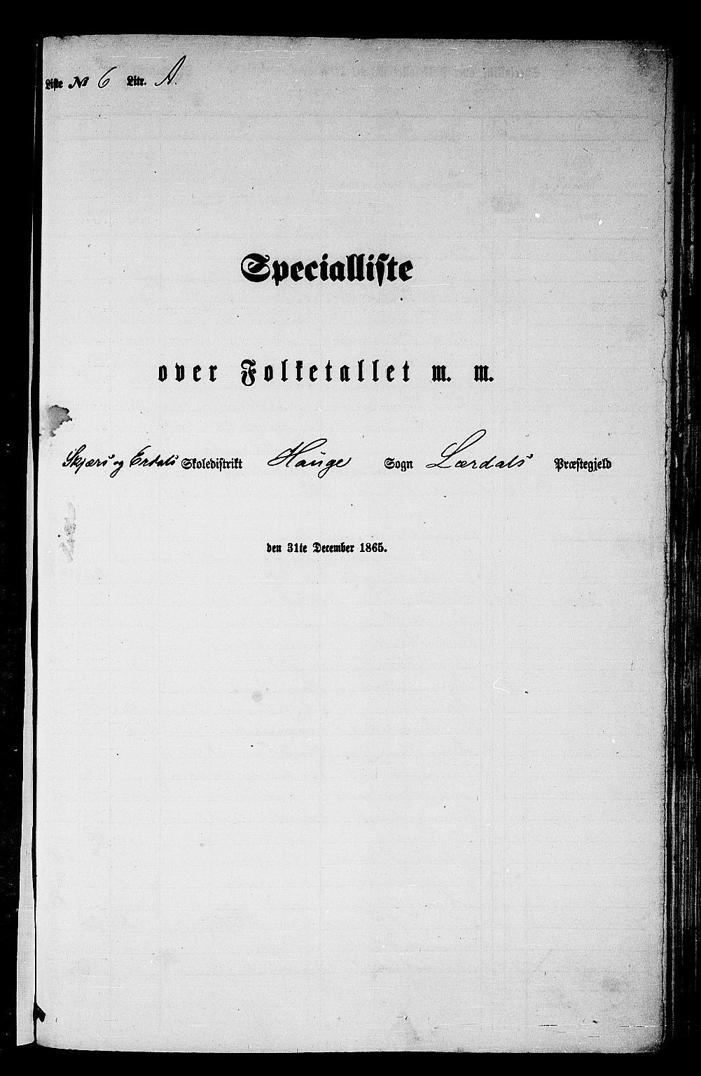 RA, 1865 census for Lærdal, 1865, p. 111