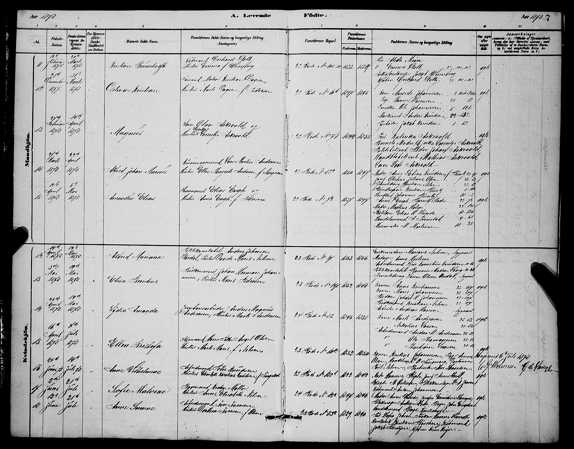 Mariakirken Sokneprestembete, AV/SAB-A-76901/H/Hab/L0004: Parish register (copy) no. A 4, 1878-1892, p. 7