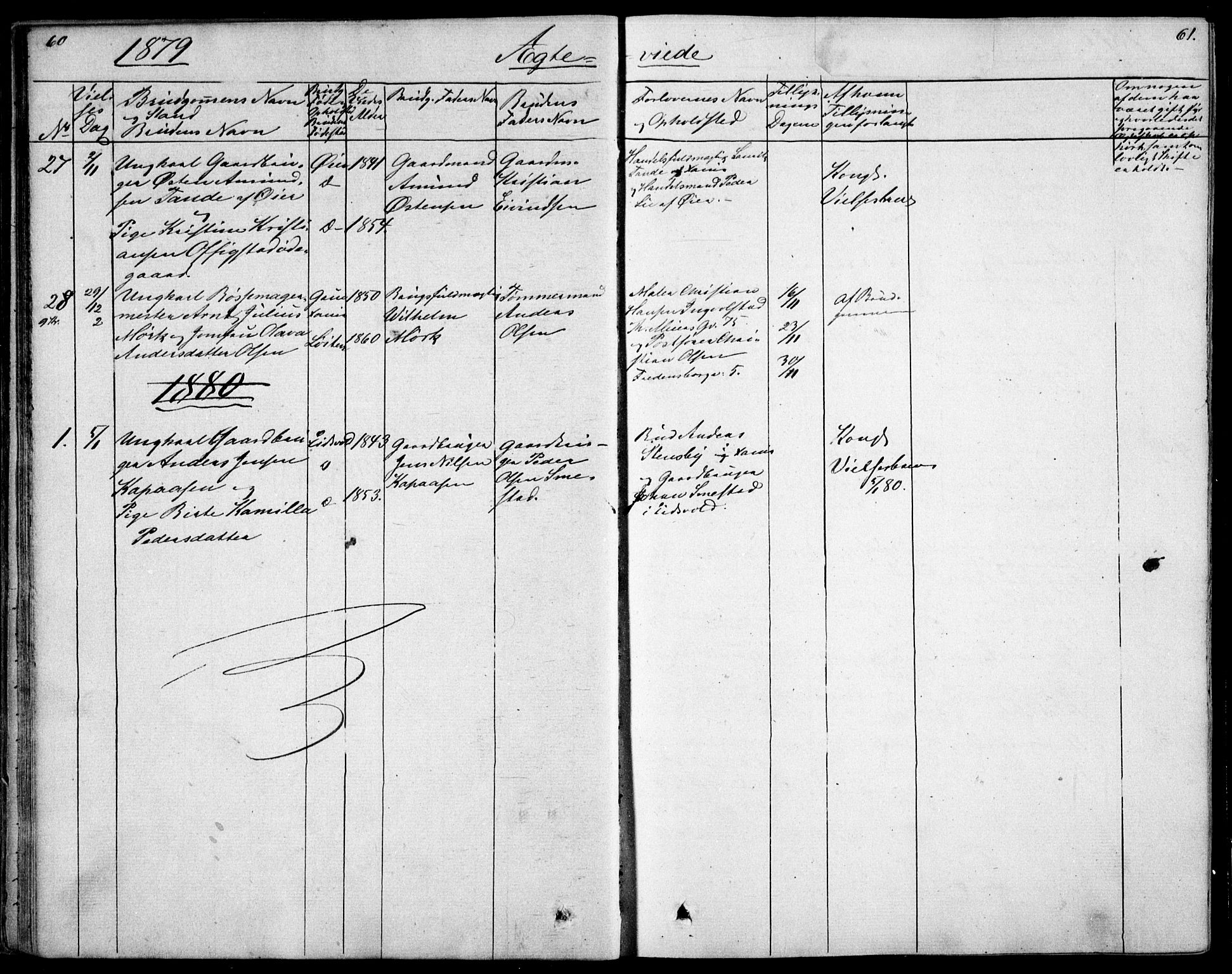 Garnisonsmenigheten Kirkebøker, SAO/A-10846/F/Fa/L0007: Parish register (official) no. 7, 1828-1881, p. 61