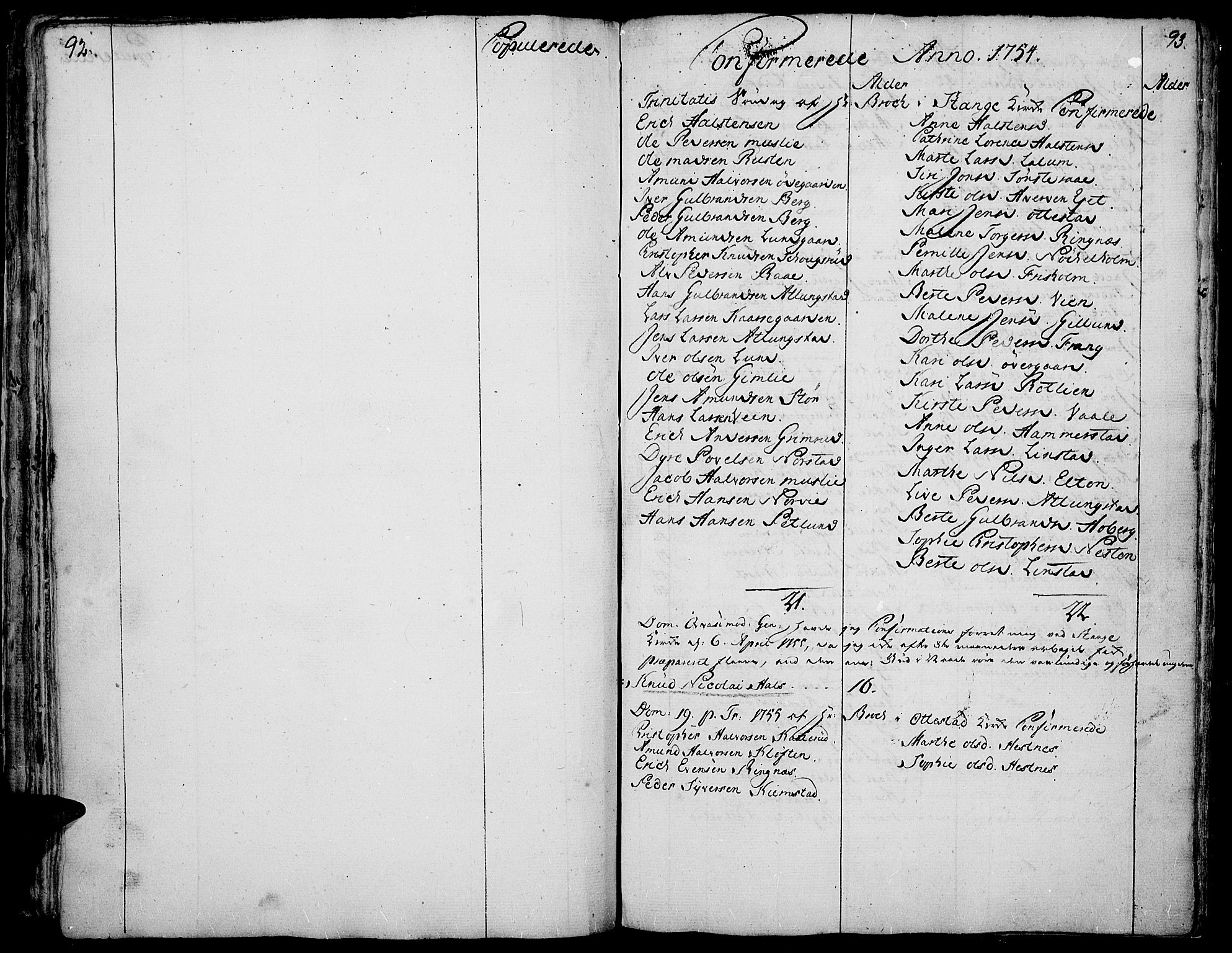 Stange prestekontor, SAH/PREST-002/K/L0005: Parish register (official) no. 5, 1754-1762, p. 92-93