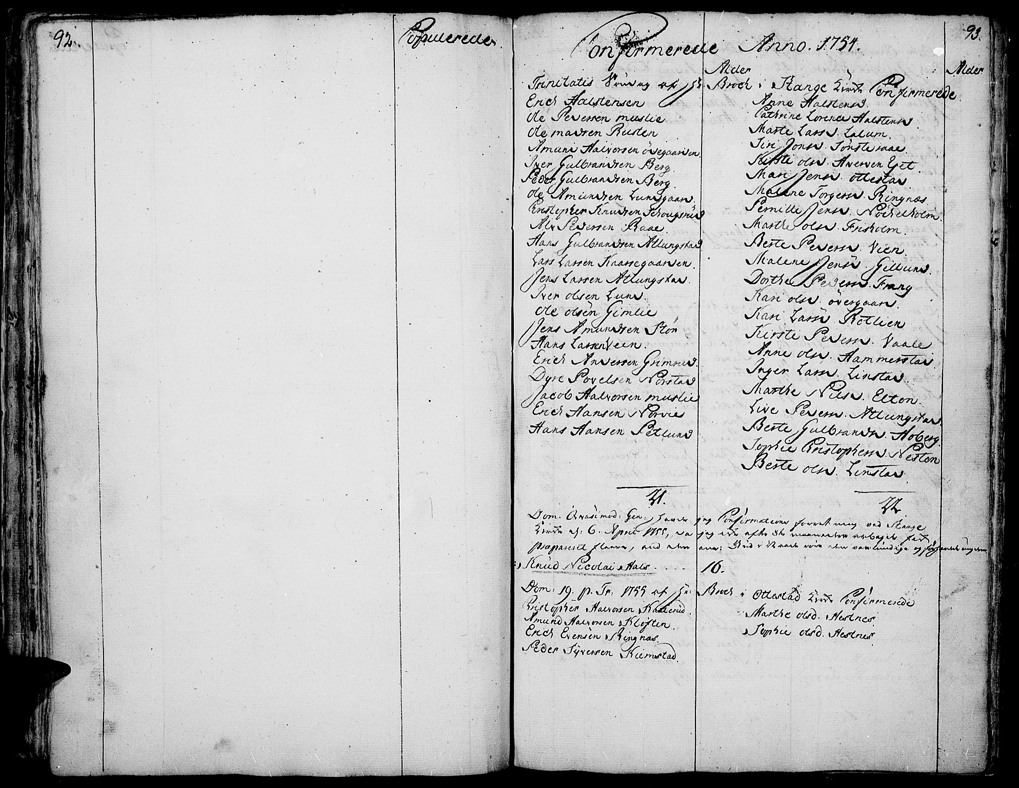 Stange prestekontor, AV/SAH-PREST-002/K/L0005: Parish register (official) no. 5, 1754-1762, p. 92-93