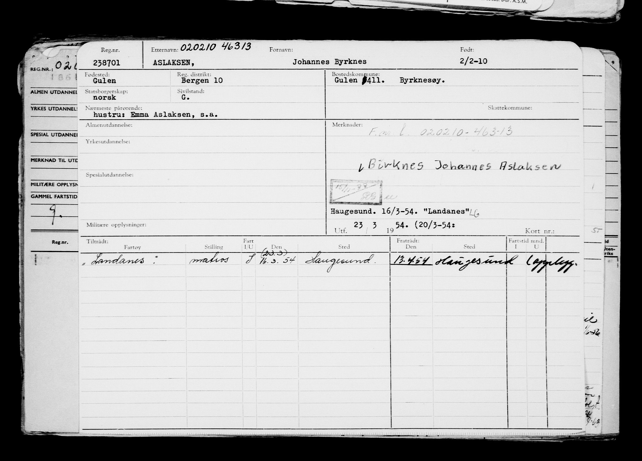 Direktoratet for sjømenn, AV/RA-S-3545/G/Gb/L0088: Hovedkort, 1910, p. 19