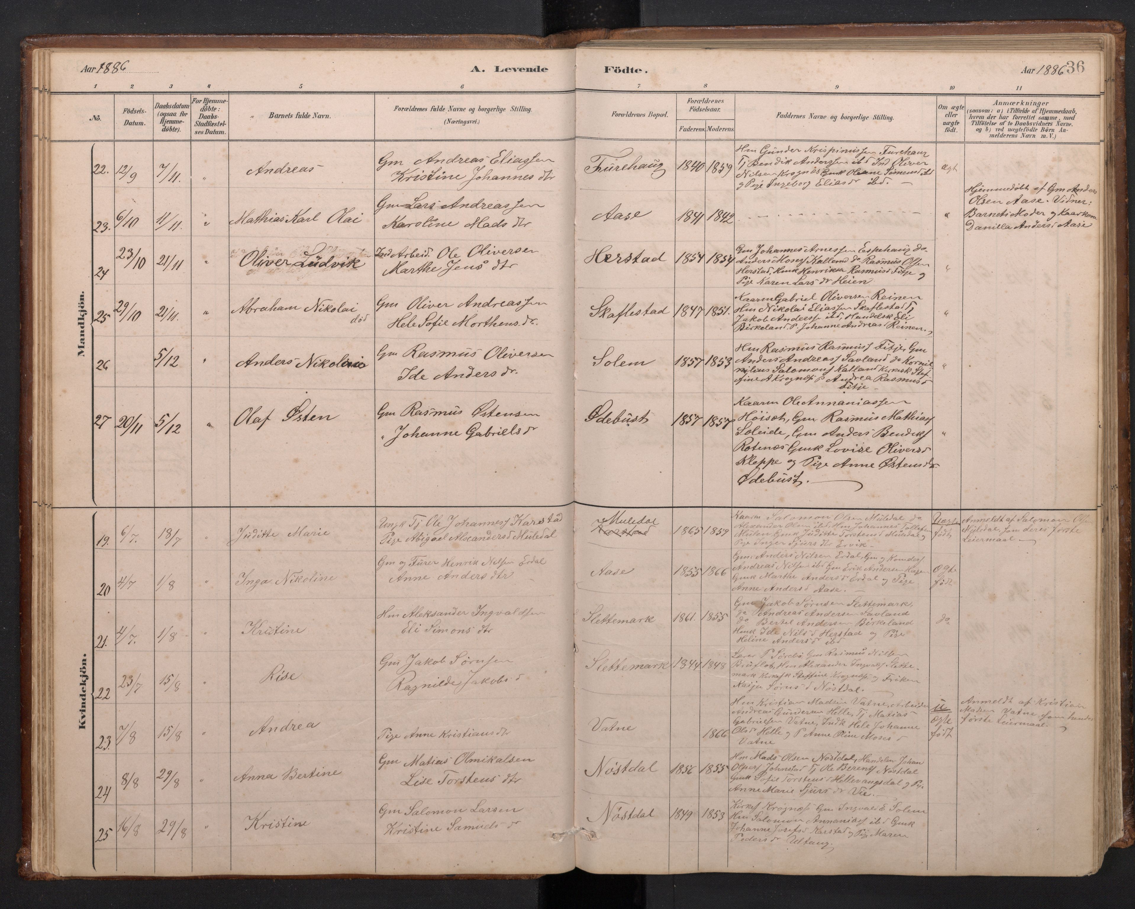 Førde sokneprestembete, SAB/A-79901/H/Hab/Habd/L0003: Parish register (copy) no. D 3, 1881-1897, p. 35b-36a