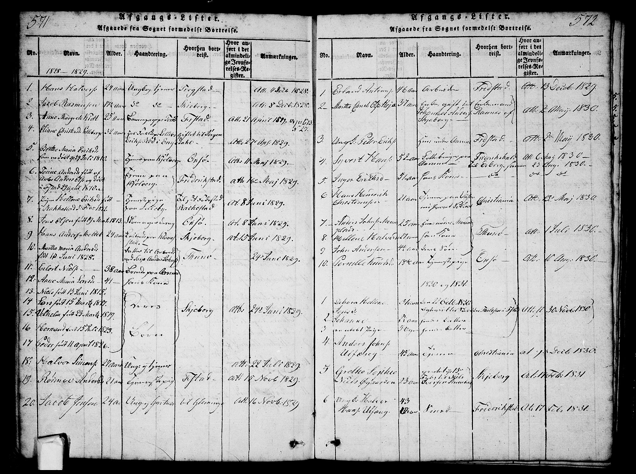 Borge prestekontor Kirkebøker, AV/SAO-A-10903/G/Ga/L0001: Parish register (copy) no.  I 1, 1815-1835, p. 571-572