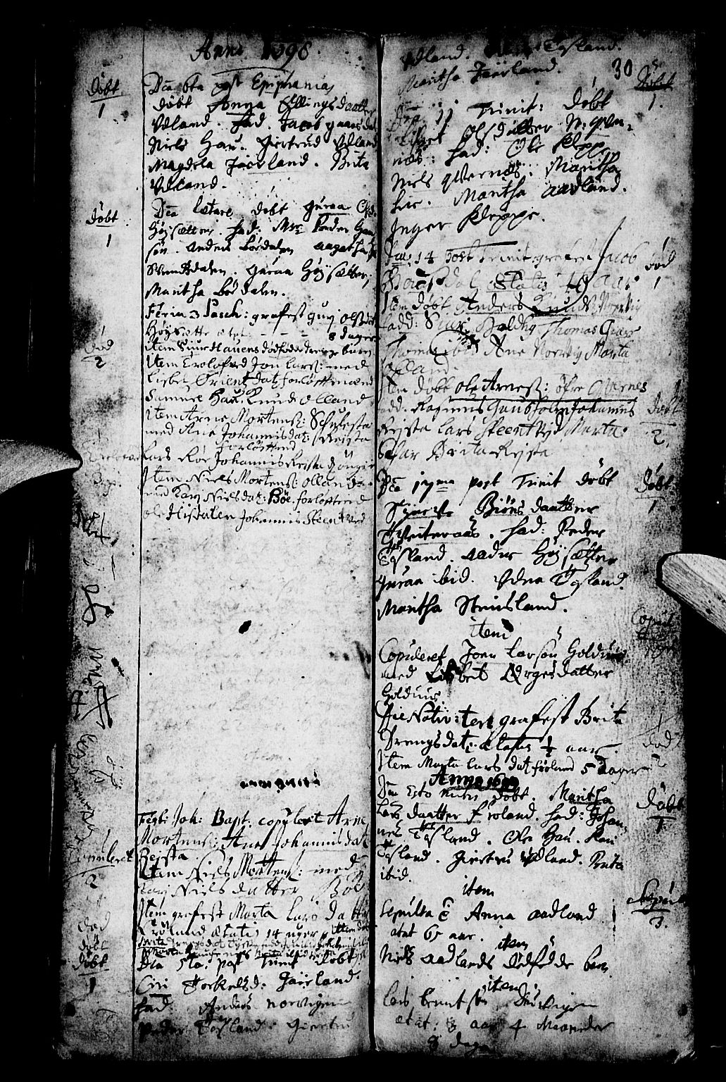 Os sokneprestembete, SAB/A-99929: Parish register (official) no. A 4, 1669-1760, p. 30