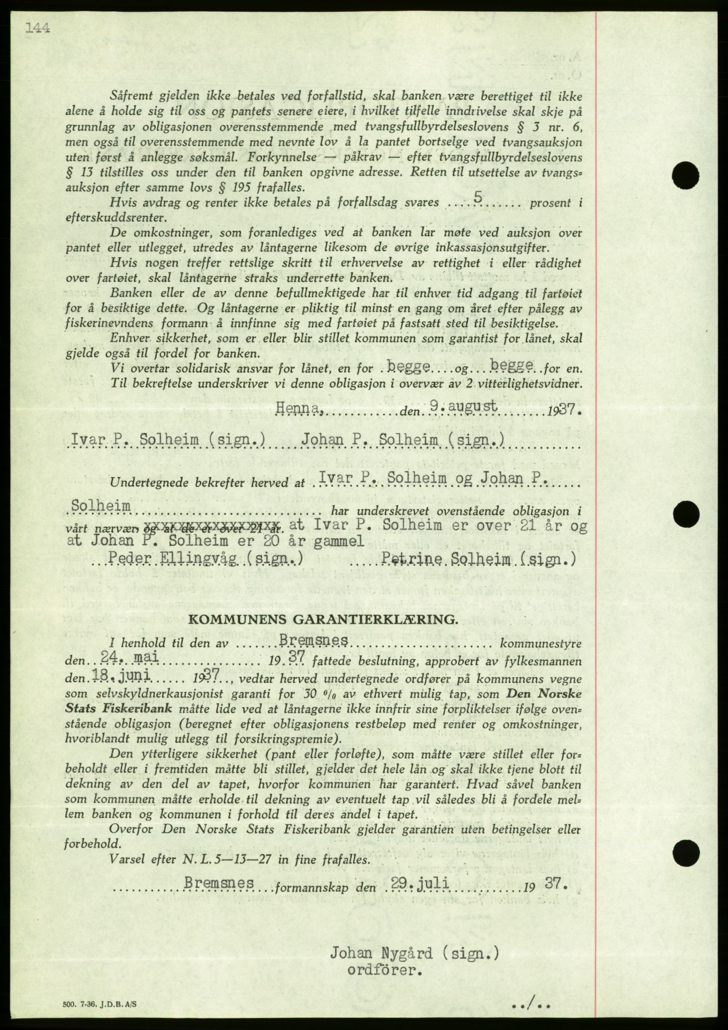 Nordmøre sorenskriveri, AV/SAT-A-4132/1/2/2Ca/L0092: Mortgage book no. B82, 1937-1938, Diary no: : 2581/1937