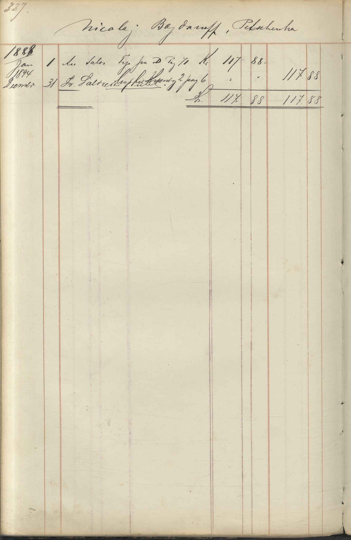 Brodtkorb handel A/S, VAMU/A-0001/F/Fc/L0001/0001: Konto for kvener og nordmenn på Kolahalvøya  / Conto for Kvæner og Nordmænd paa Russefinmarken No 1, 1868-1894, p. 327