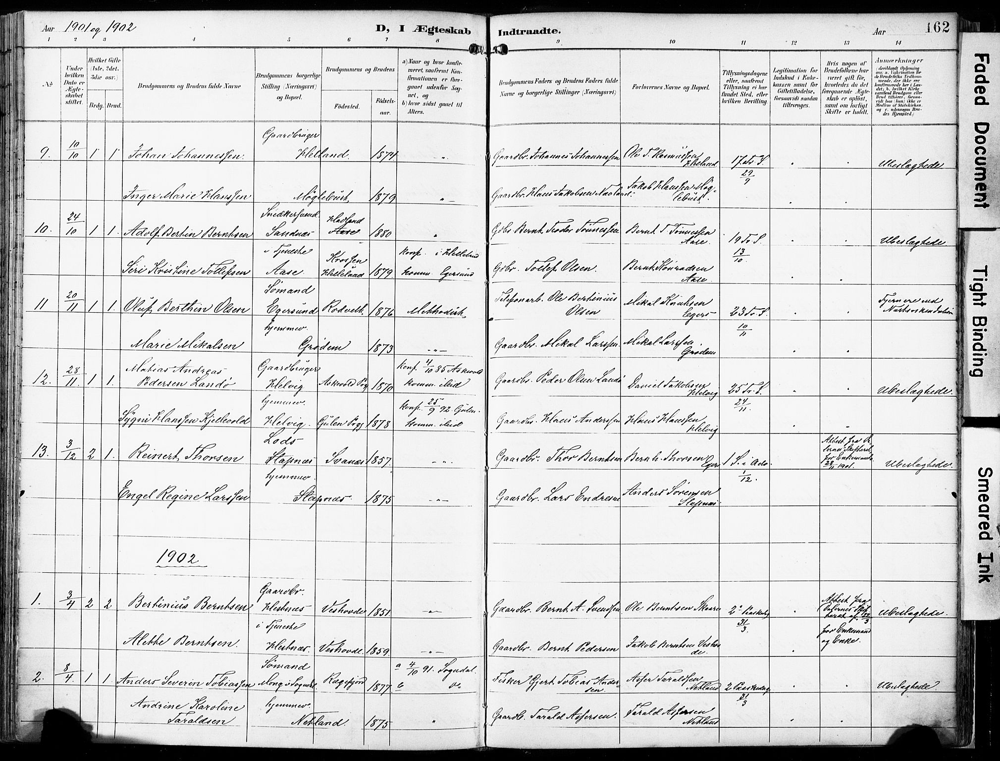 Eigersund sokneprestkontor, SAST/A-101807/S08/L0018: Parish register (official) no. A 17, 1892-1905, p. 162