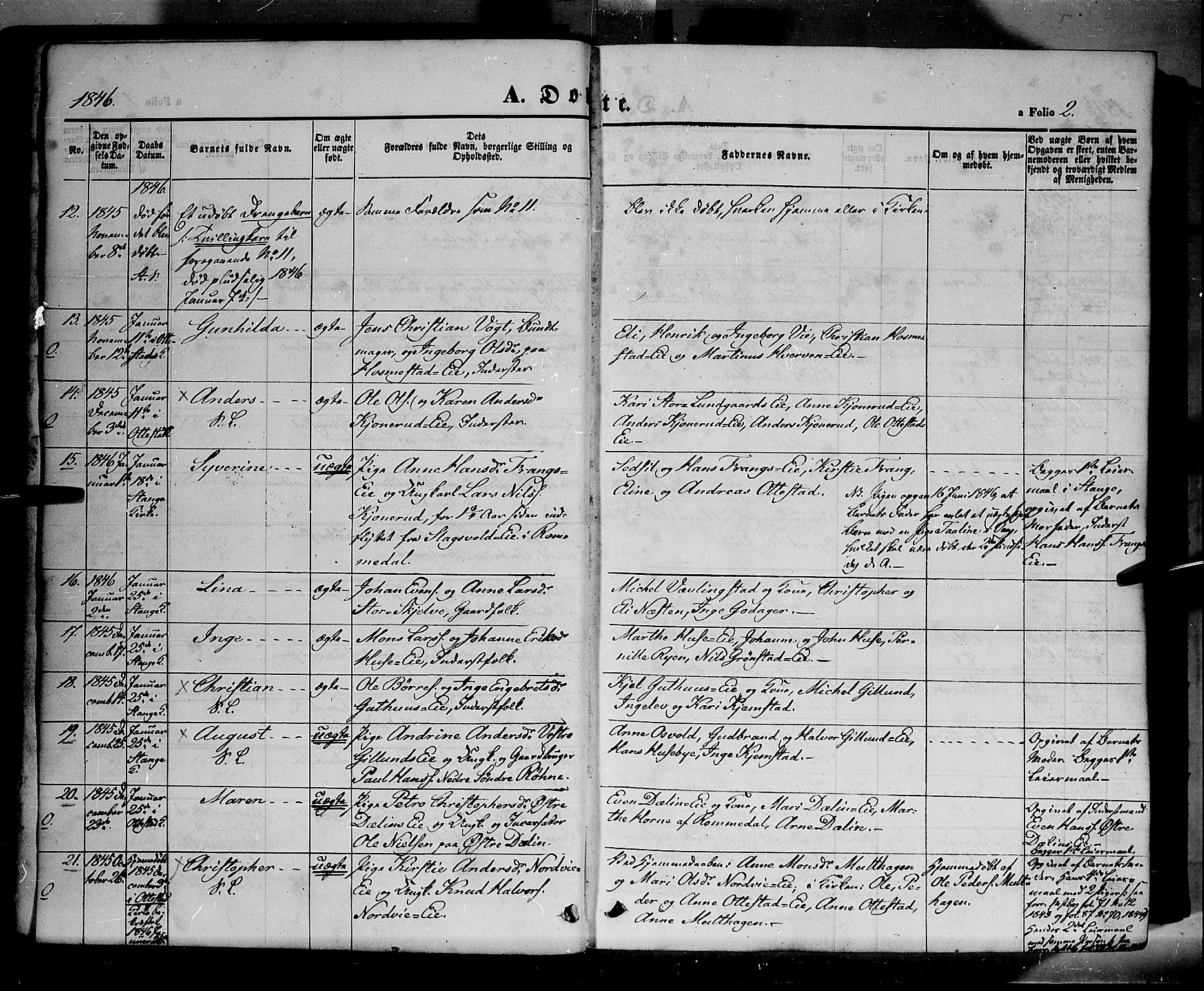 Stange prestekontor, SAH/PREST-002/K/L0011: Parish register (official) no. 11, 1846-1852, p. 2