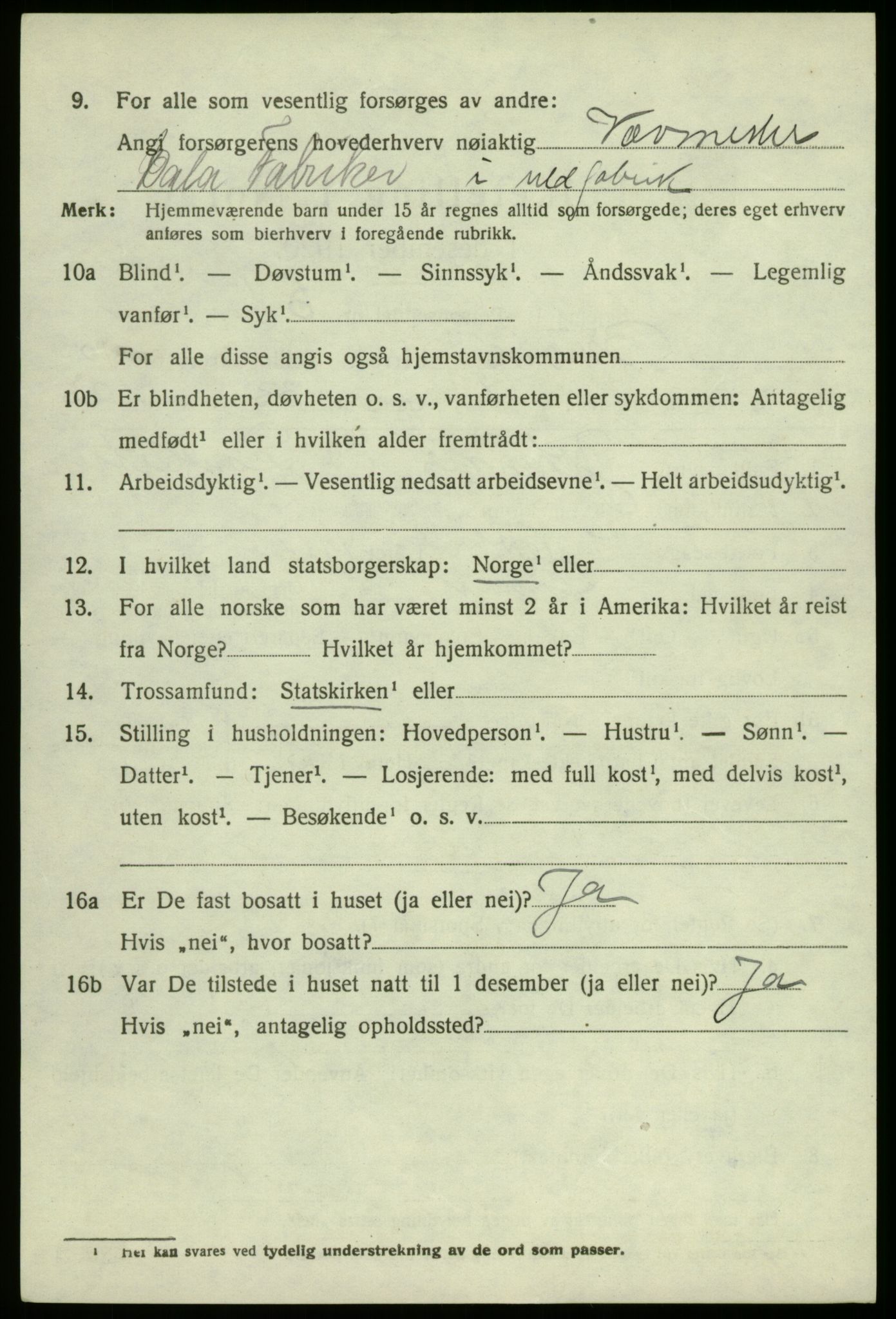 SAB, 1920 census for Bruvik, 1920, p. 6919