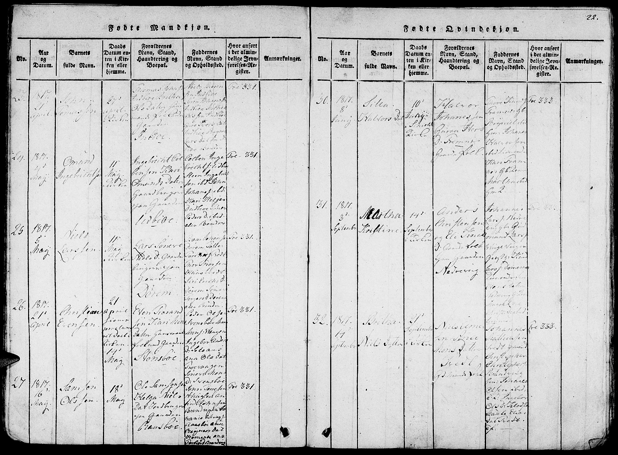 Fjelberg sokneprestembete, AV/SAB-A-75201/H/Haa: Parish register (official) no. A 4, 1816-1822, p. 22