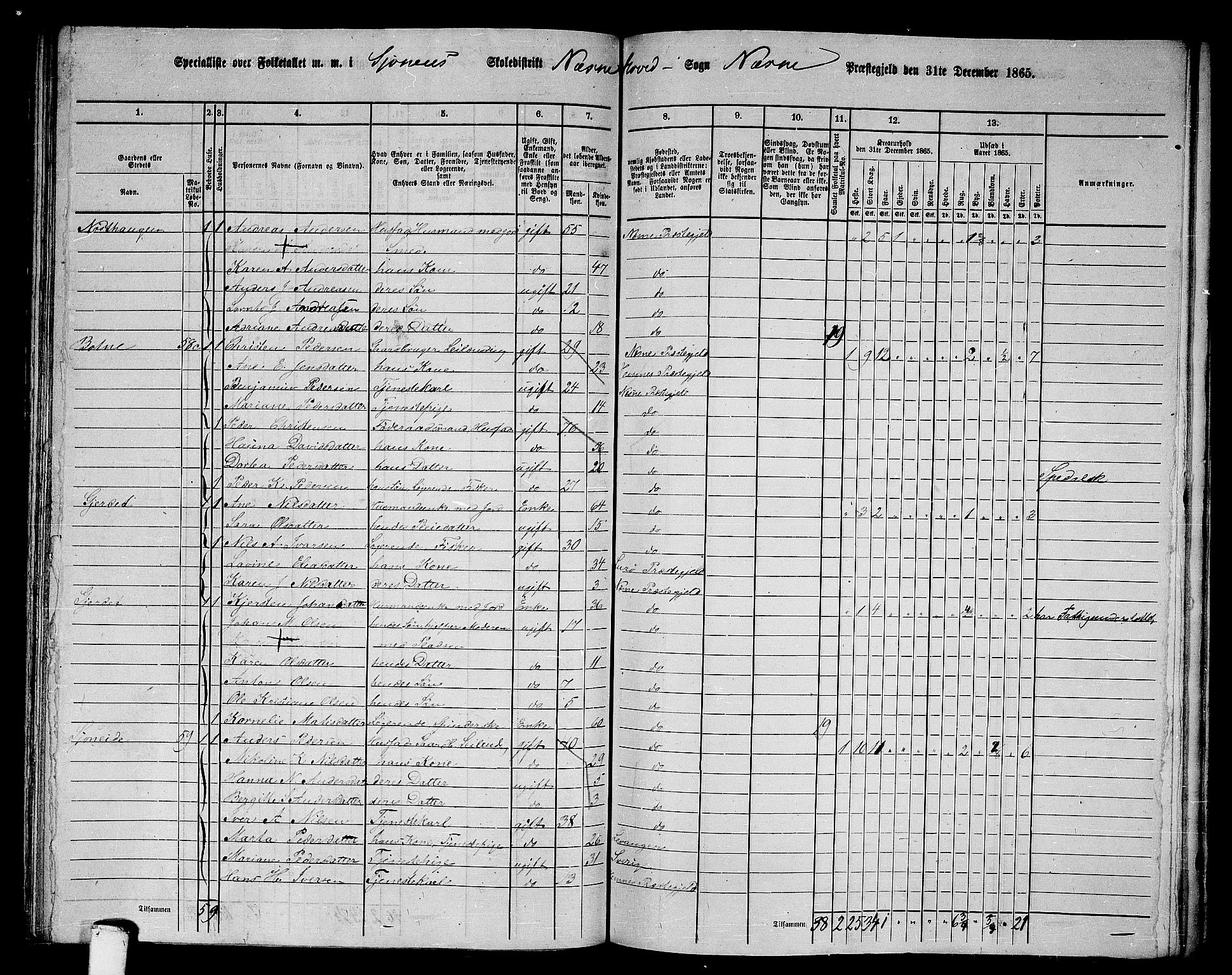 RA, 1865 census for Nesna, 1865, p. 113