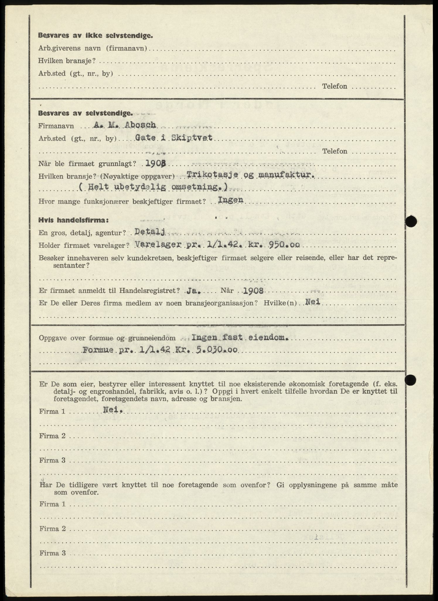 Sosialdepartementet, Våre Falne, RA/S-1708/E/Ee/L0025: Personmapper: Abelsen 01 - Amundsen, H. 65, 1945-1951, p. 54