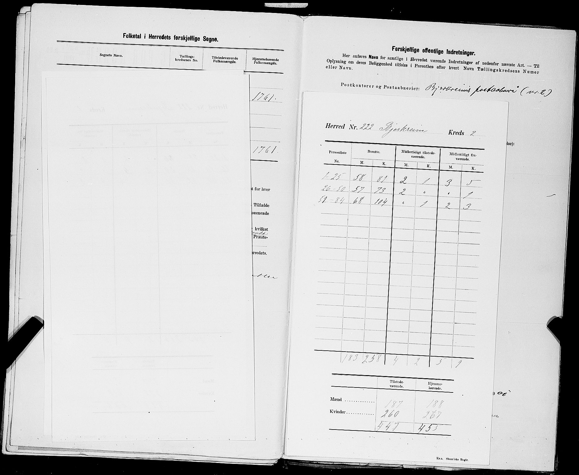 SAST, 1900 census for Bjerkreim, 1900, p. 5