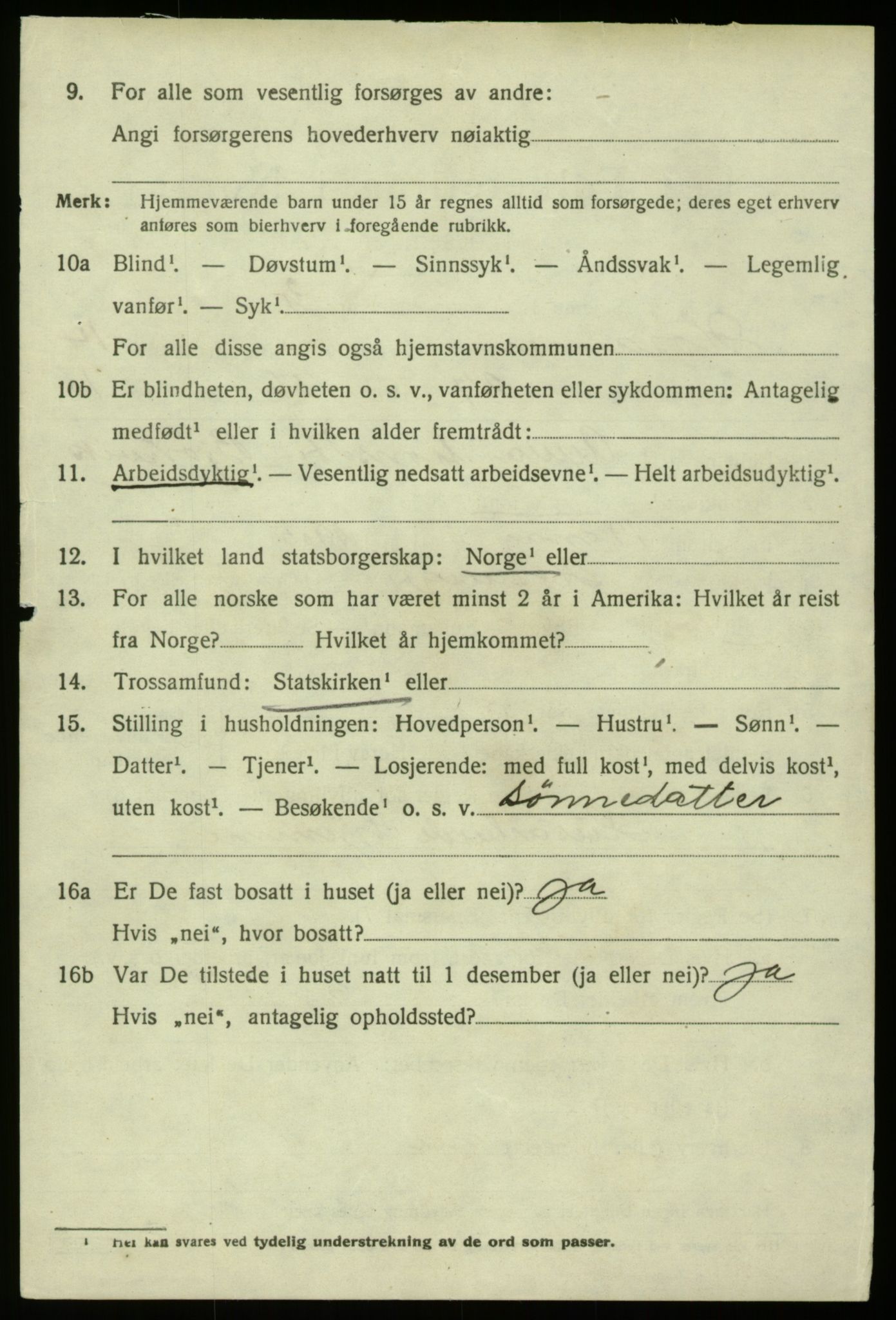 SAB, 1920 census for Hosanger, 1920, p. 5842