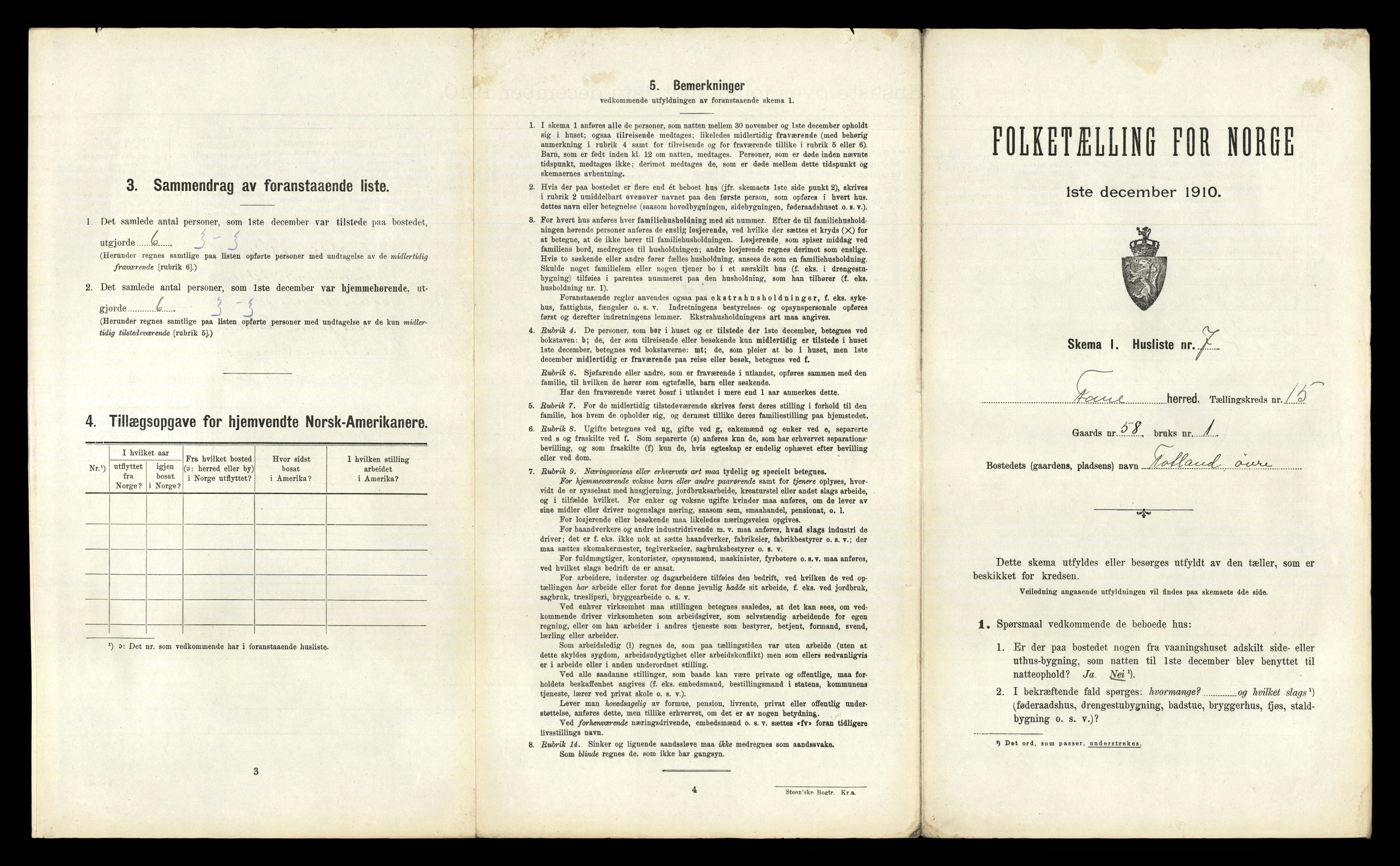 RA, 1910 census for Fana, 1910, p. 2185