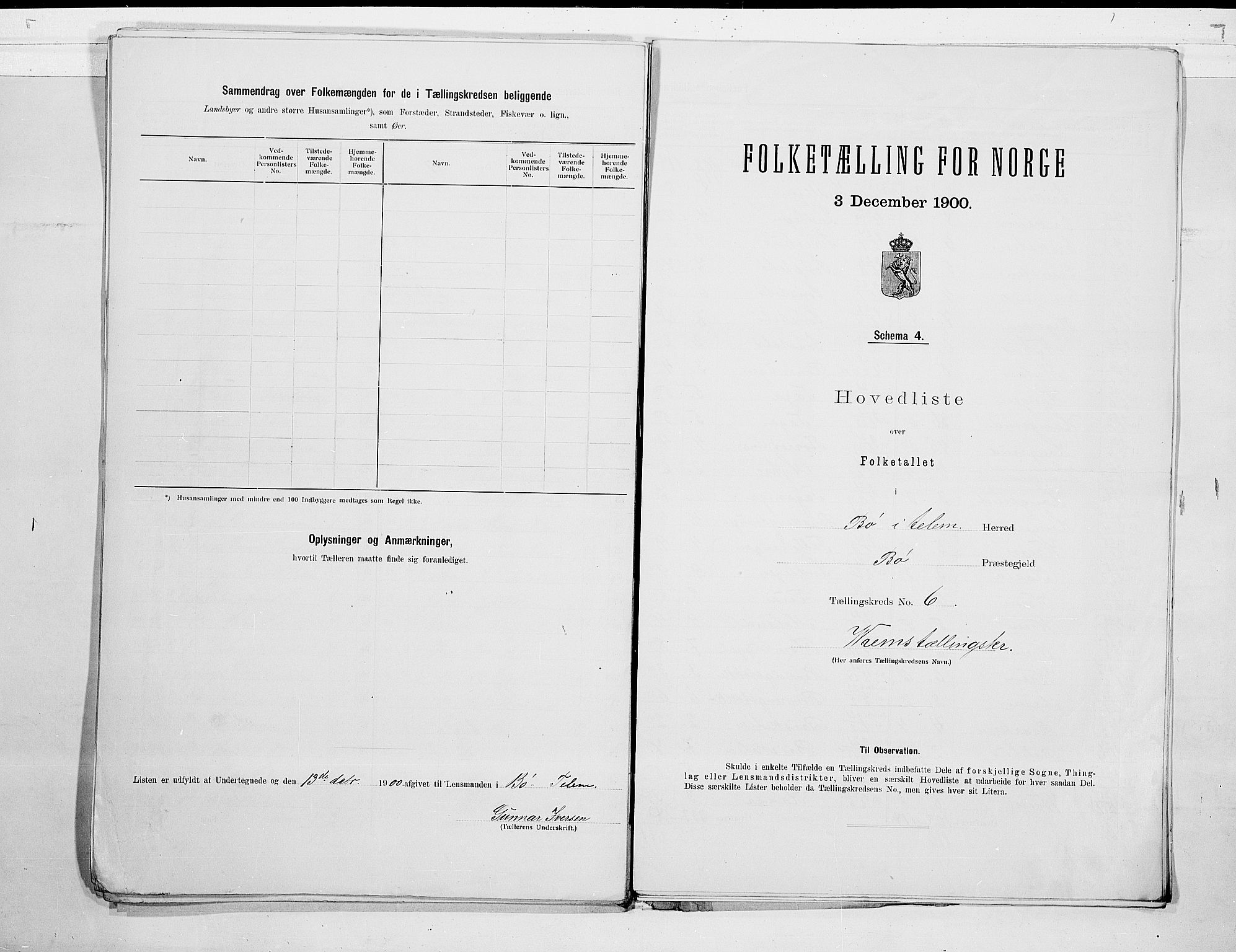 SAKO, 1900 census for Bø, 1900, p. 14