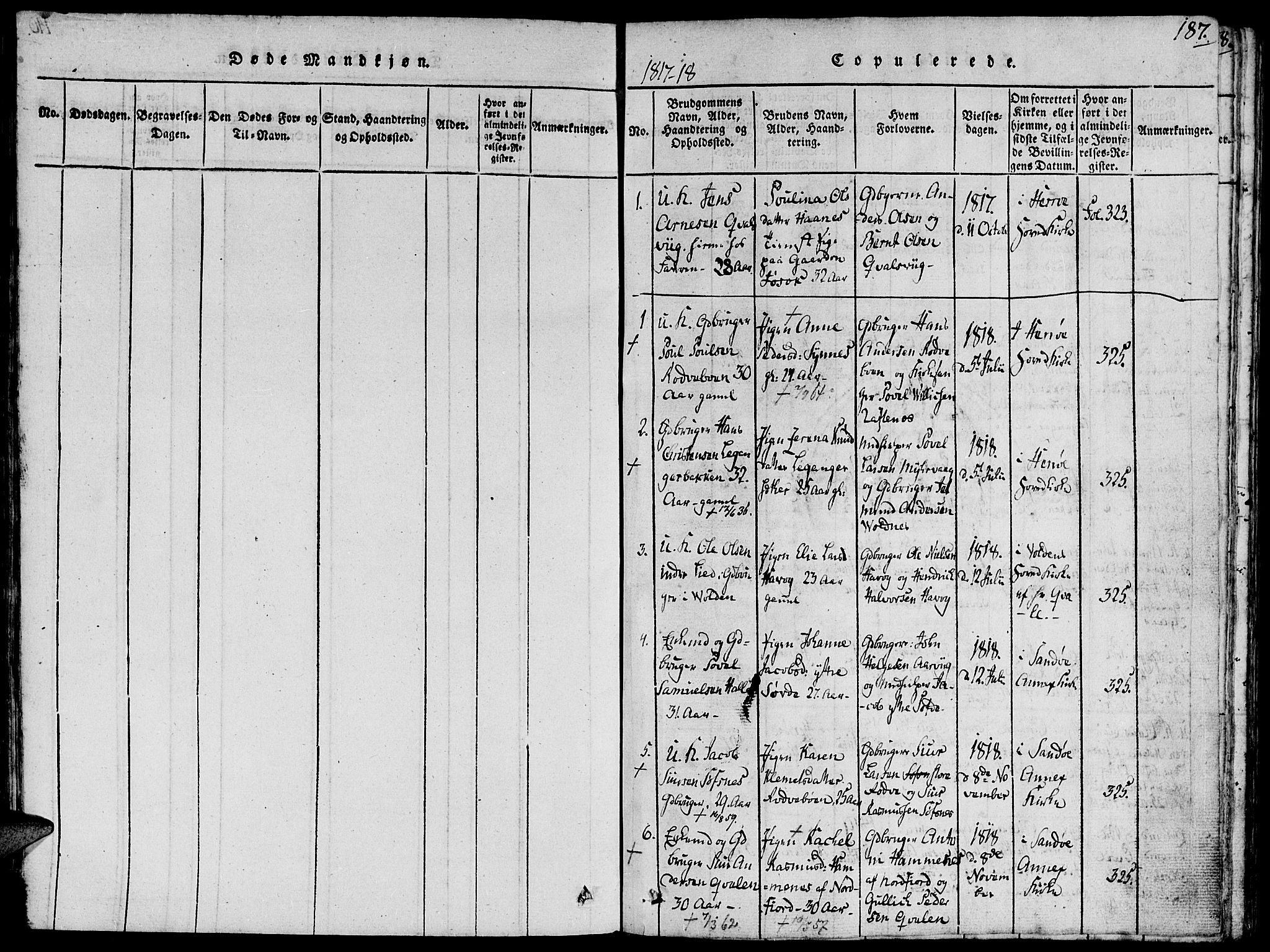 Ministerialprotokoller, klokkerbøker og fødselsregistre - Møre og Romsdal, SAT/A-1454/504/L0054: Parish register (official) no. 504A01, 1816-1861, p. 187