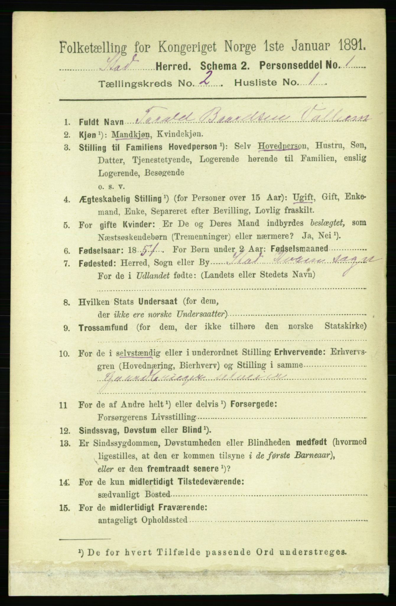 RA, 1891 census for 1734 Stod, 1891, p. 703