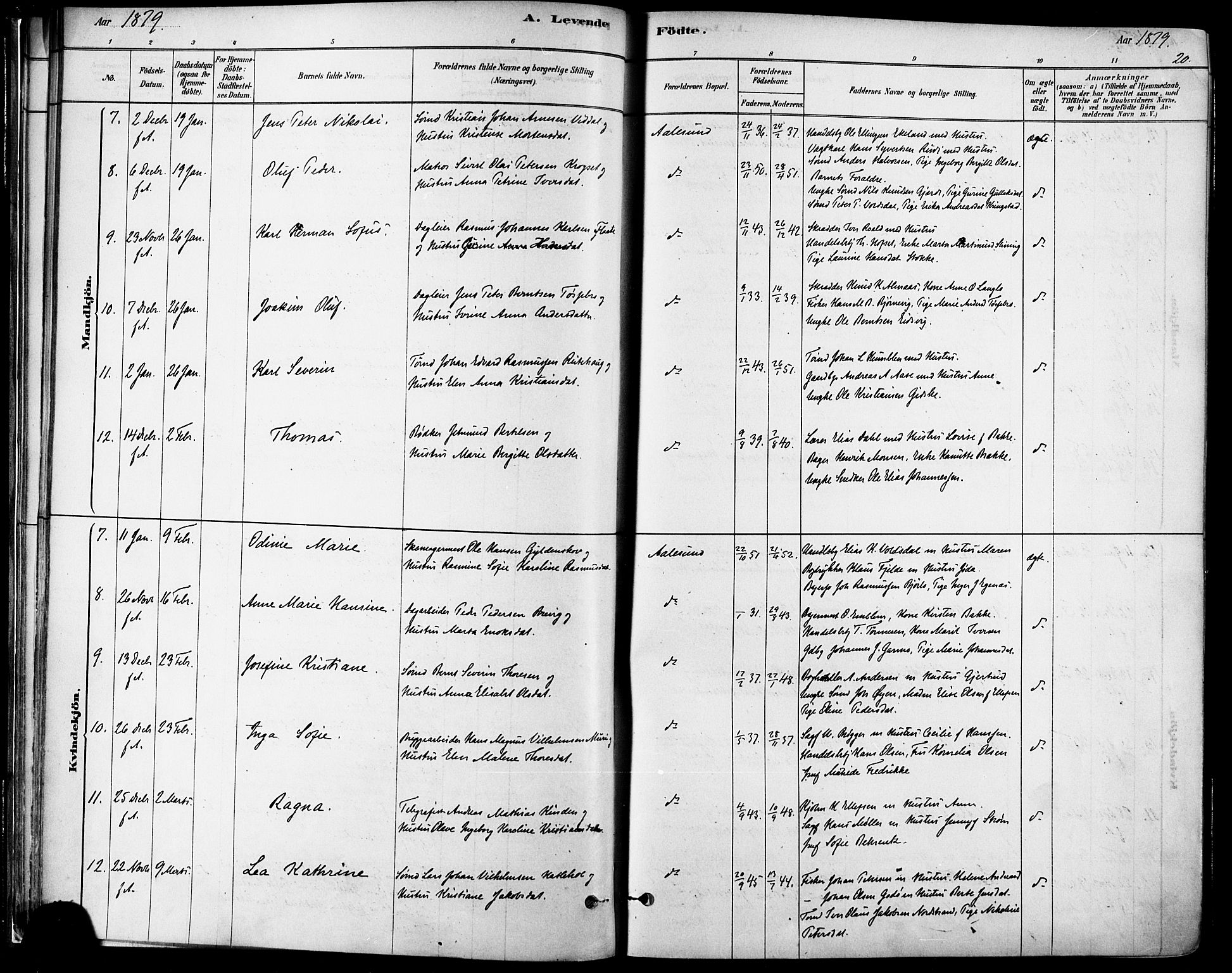 Ministerialprotokoller, klokkerbøker og fødselsregistre - Møre og Romsdal, AV/SAT-A-1454/529/L0454: Parish register (official) no. 529A04, 1878-1885, p. 20