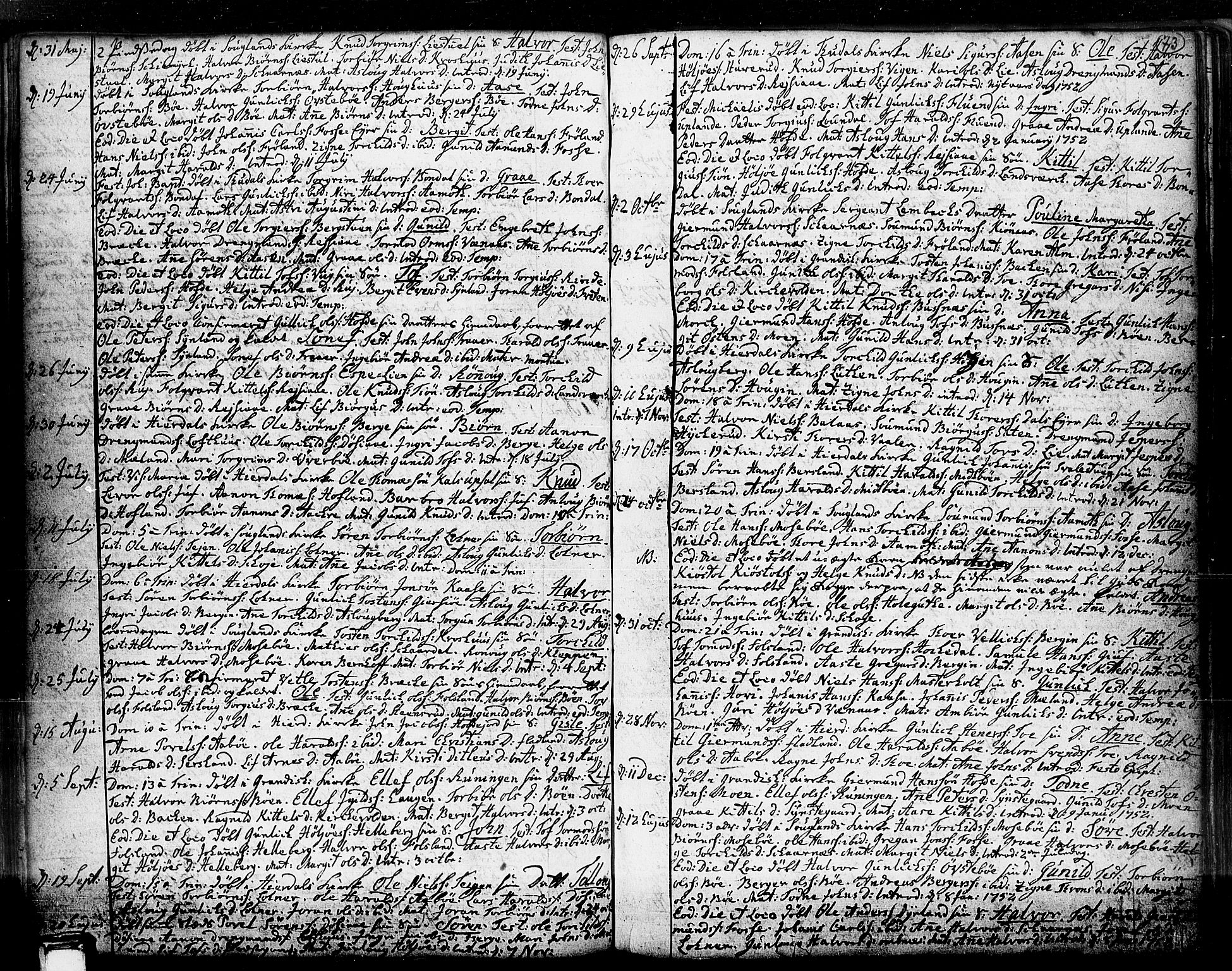 Hjartdal kirkebøker, AV/SAKO-A-270/F/Fa/L0003: Parish register (official) no. I 3, 1727-1775, p. 73