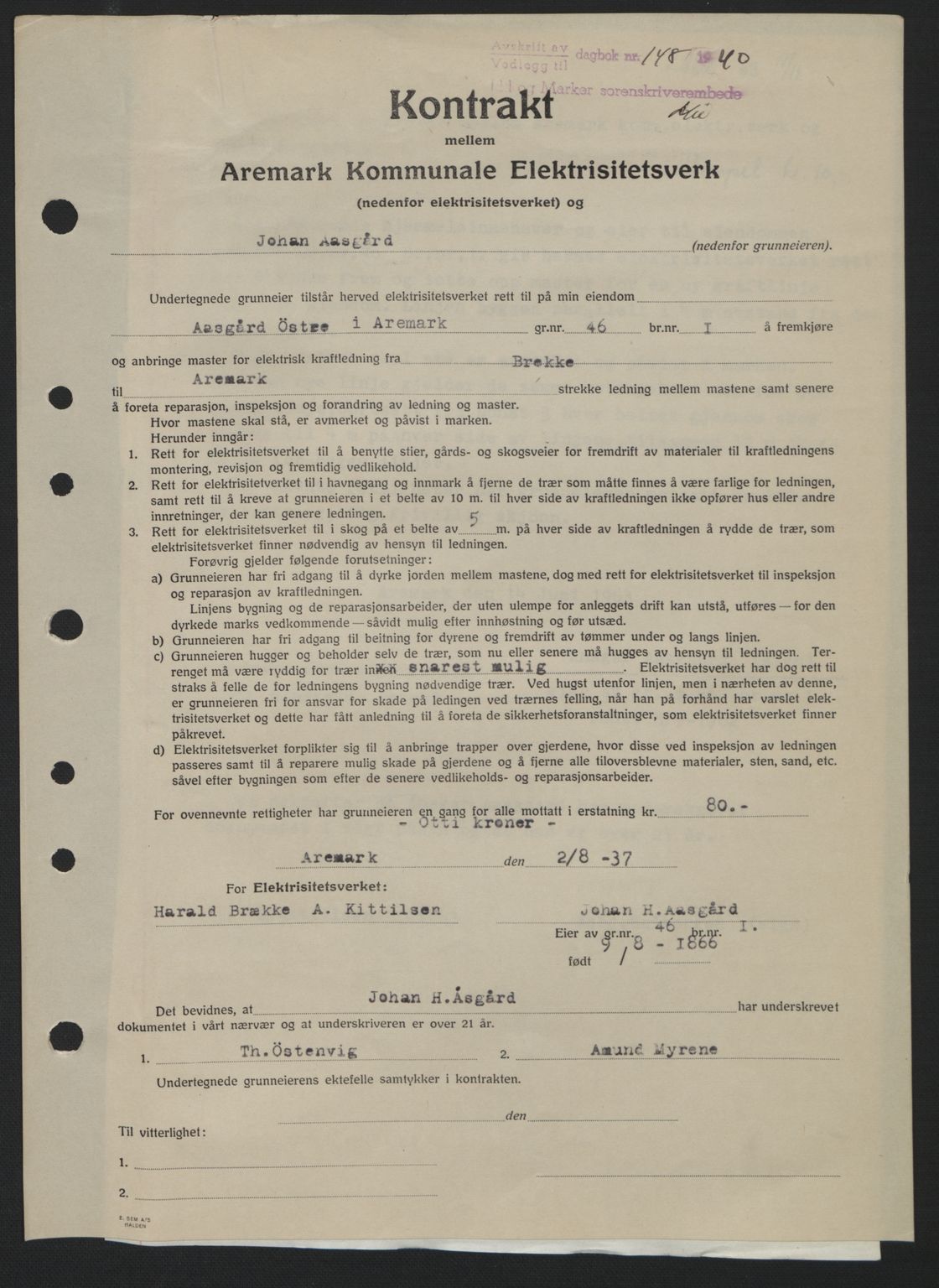 Idd og Marker sorenskriveri, AV/SAO-A-10283/G/Gb/Gbb/L0004: Mortgage book no. A4, 1940-1941, Diary no: : 148/1940