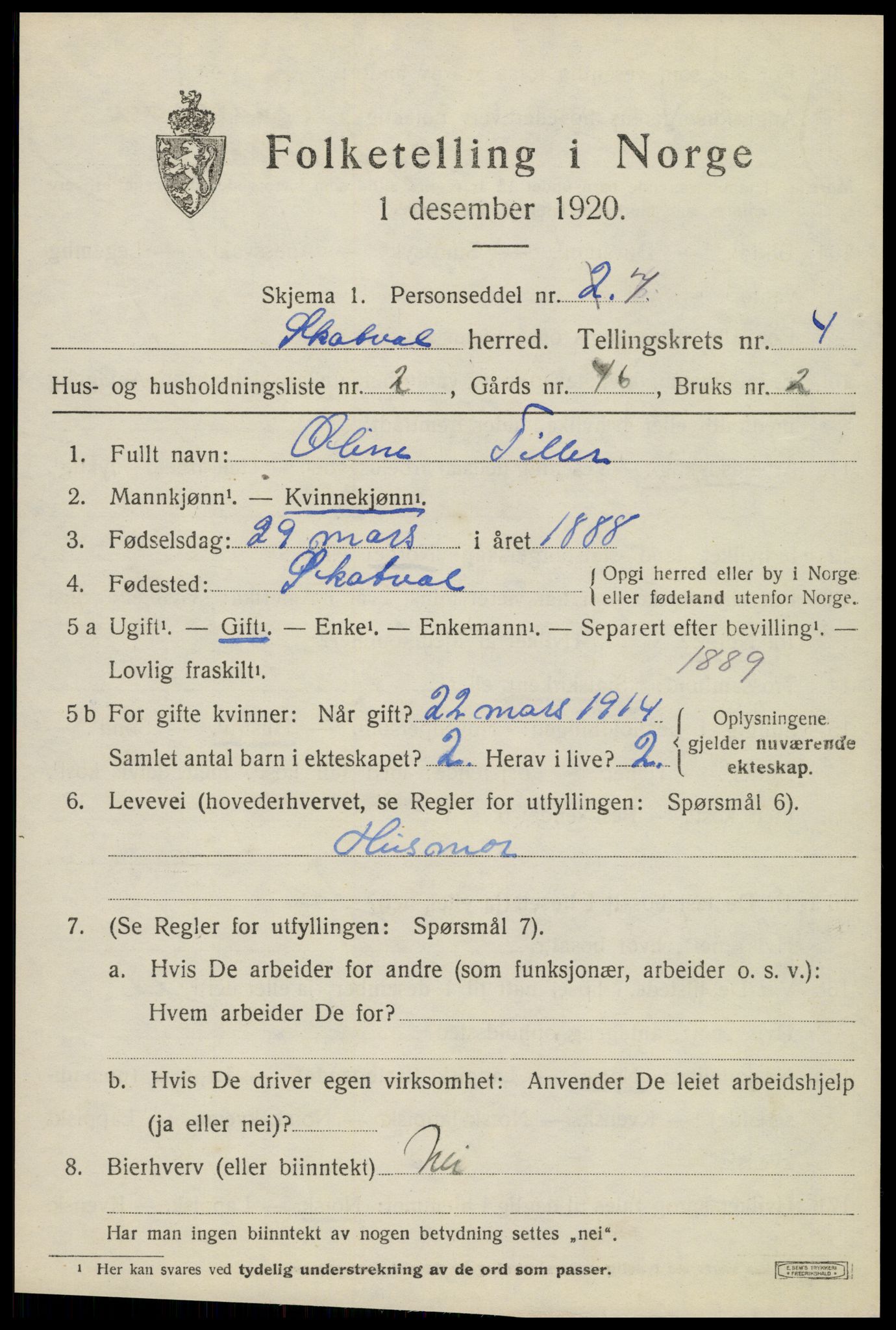 SAT, 1920 census for Skatval, 1920, p. 2473