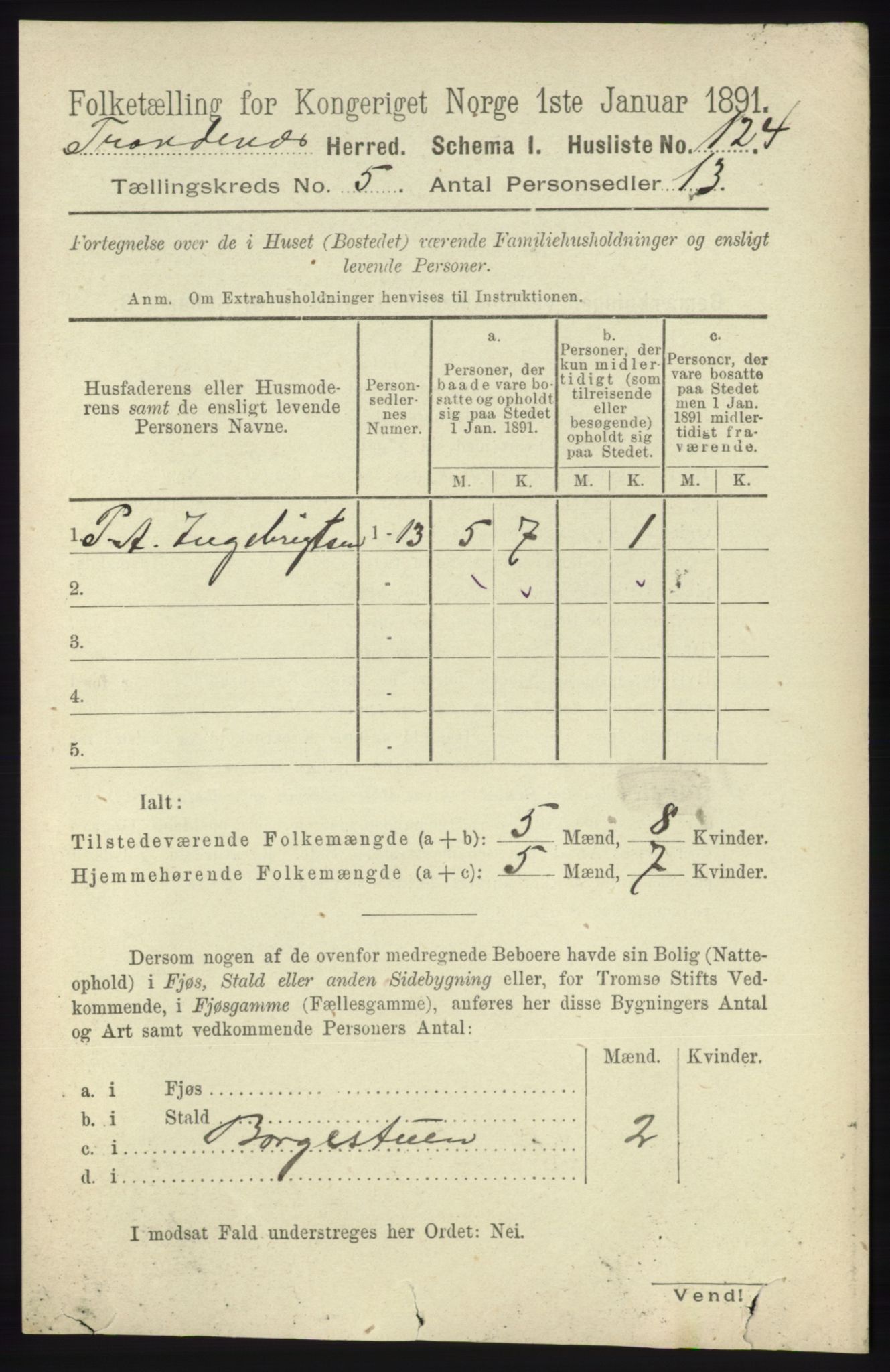 RA, 1891 census for 1914 Trondenes, 1891, p. 2819