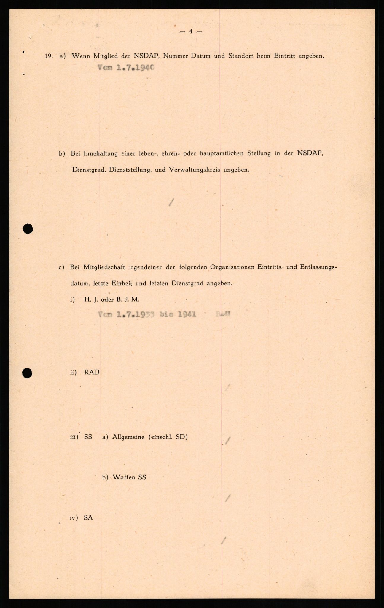 Forsvaret, Forsvarets overkommando II, RA/RAFA-3915/D/Db/L0022: CI Questionaires. Tyske okkupasjonsstyrker i Norge. Tyskere., 1945-1946, p. 447