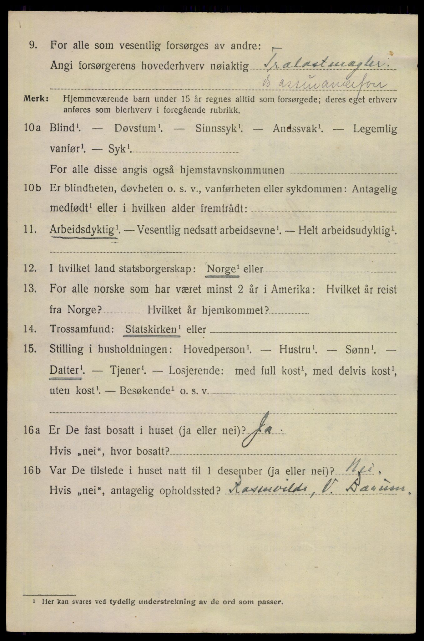 SAKO, 1920 census for Skien, 1920, p. 39485