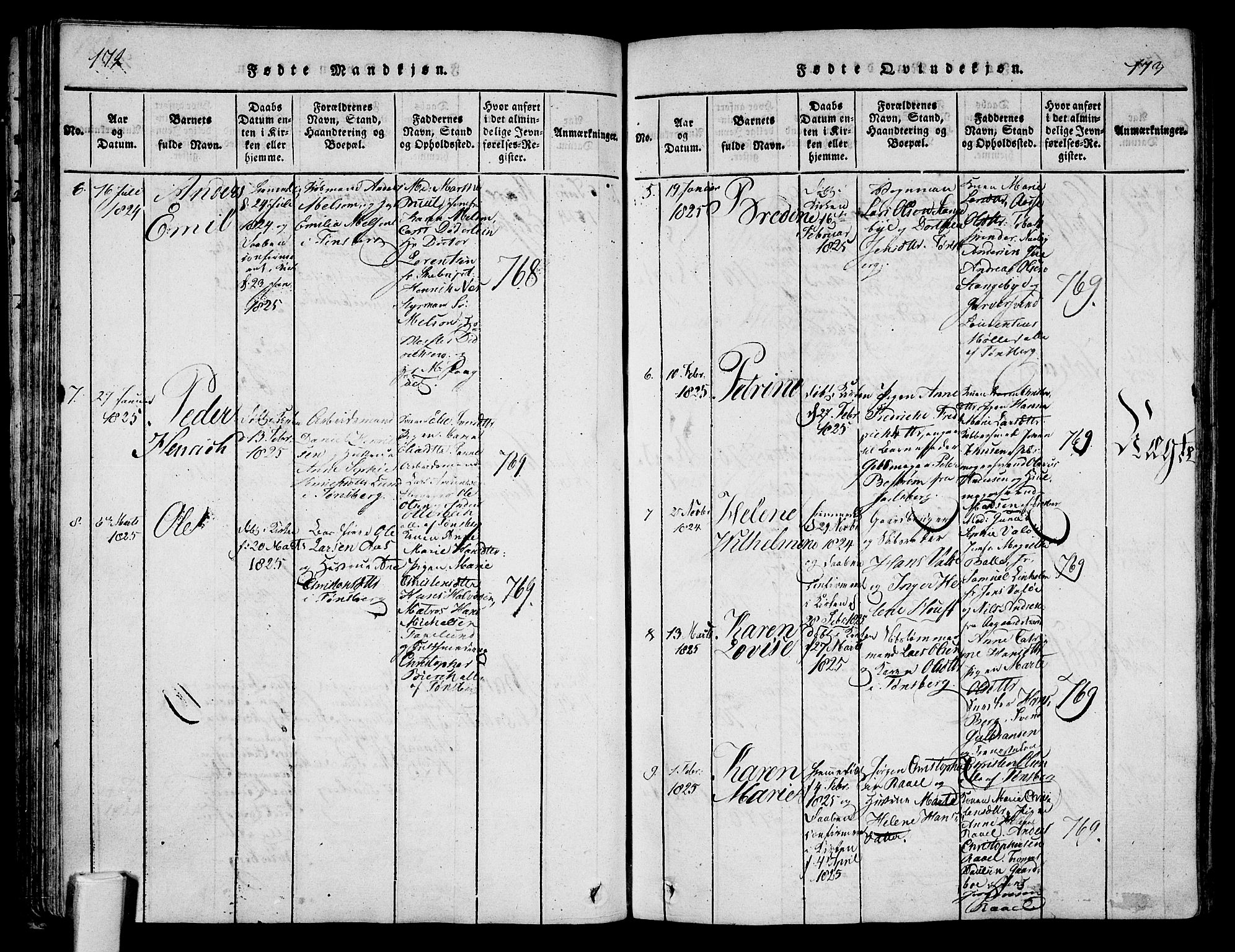 Tønsberg kirkebøker, AV/SAKO-A-330/F/Fa/L0004: Parish register (official) no. I 4, 1813-1826, p. 172-173