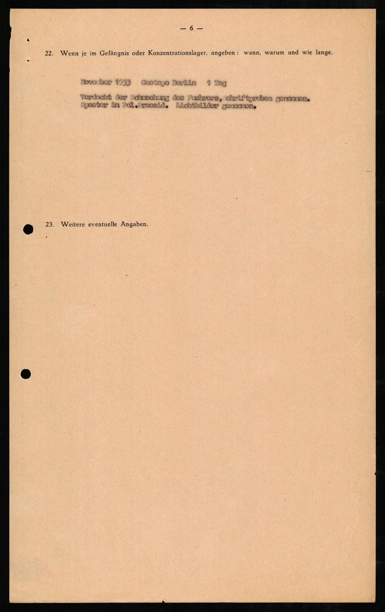 Forsvaret, Forsvarets overkommando II, AV/RA-RAFA-3915/D/Db/L0005: CI Questionaires. Tyske okkupasjonsstyrker i Norge. Tyskere., 1945-1946, p. 98