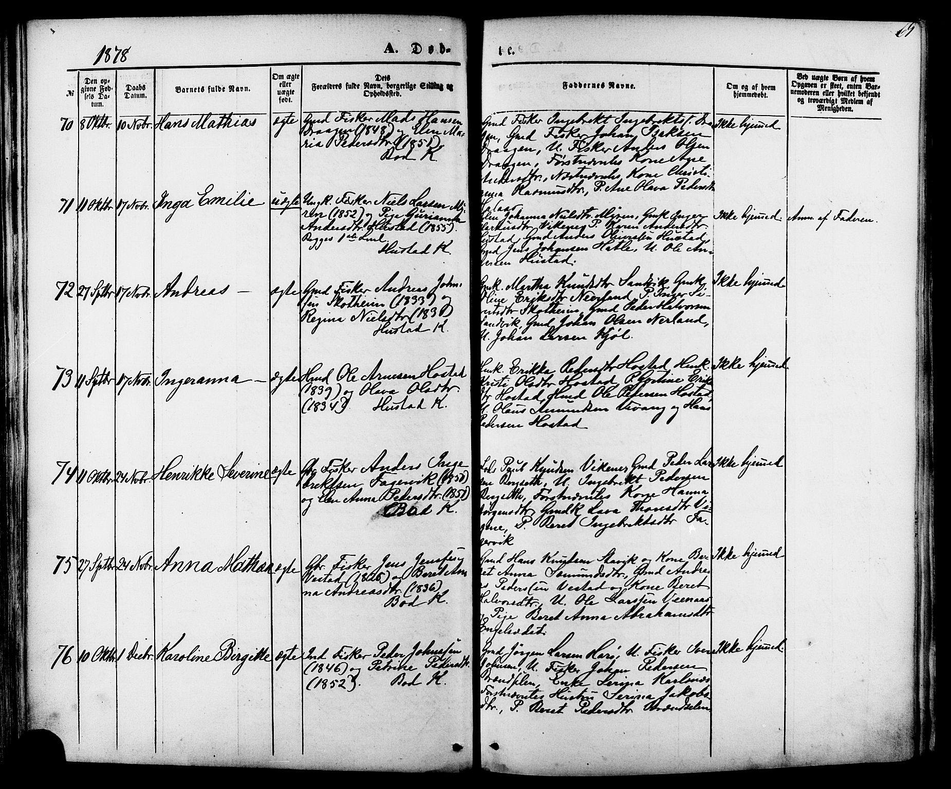 Ministerialprotokoller, klokkerbøker og fødselsregistre - Møre og Romsdal, AV/SAT-A-1454/566/L0768: Parish register (official) no. 566A07, 1869-1881, p. 69