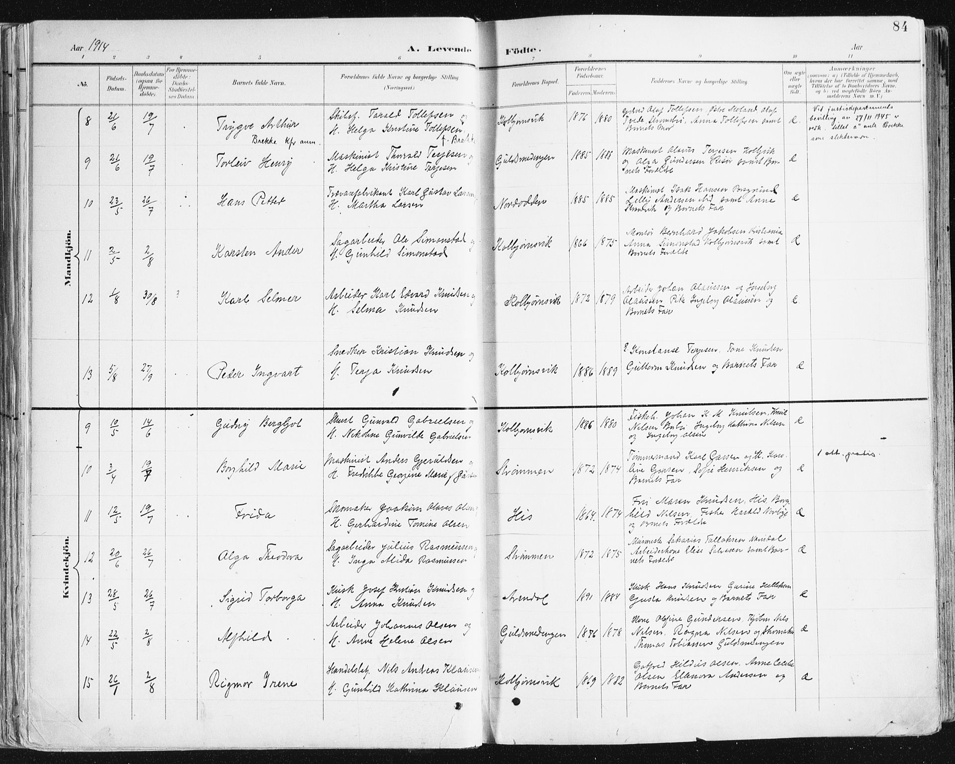 Hisøy sokneprestkontor, AV/SAK-1111-0020/F/Fa/L0004: Parish register (official) no. A 4, 1895-1917, p. 84