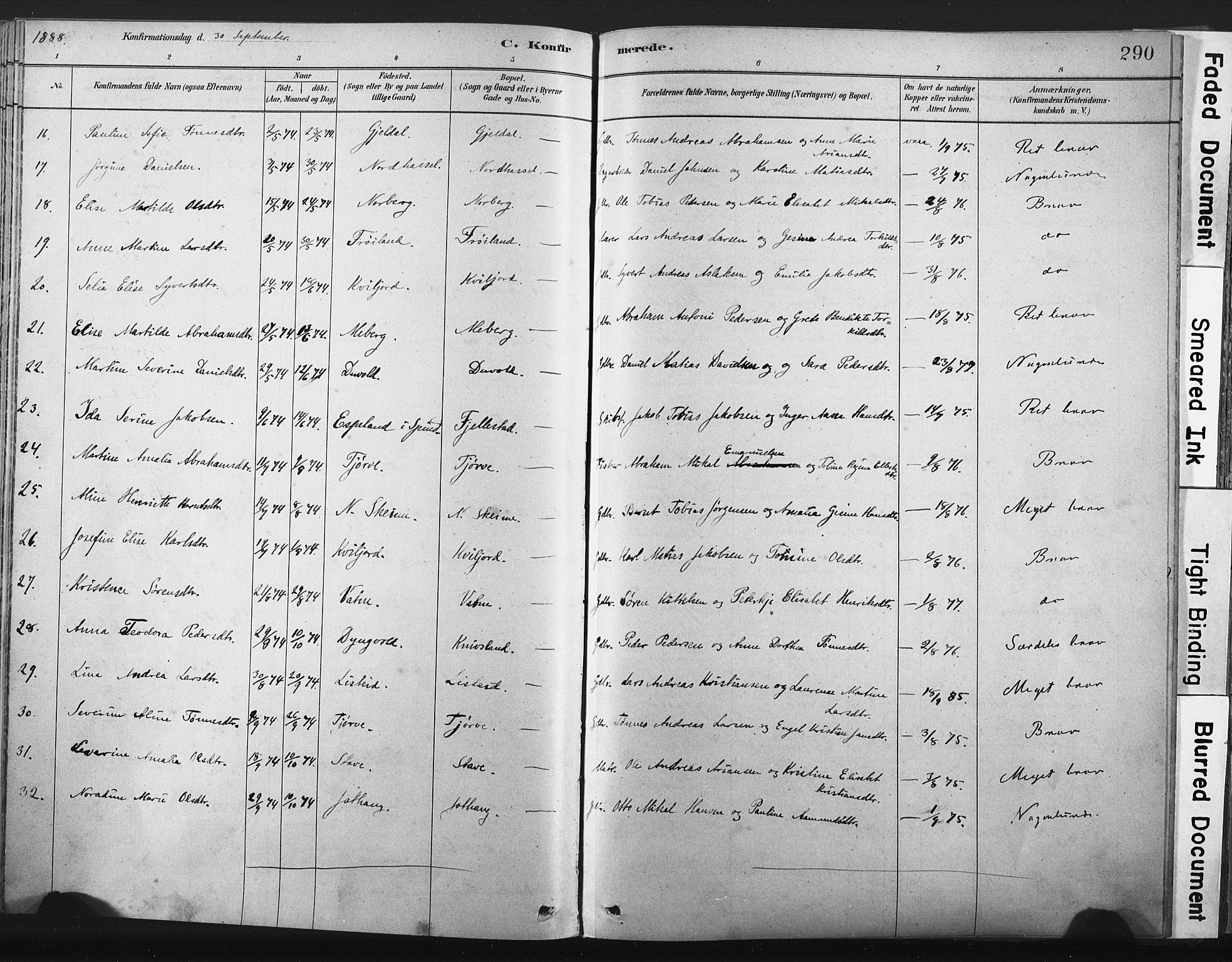 Lista sokneprestkontor, AV/SAK-1111-0027/F/Fa/L0012: Parish register (official) no. A 12, 1879-1903, p. 290