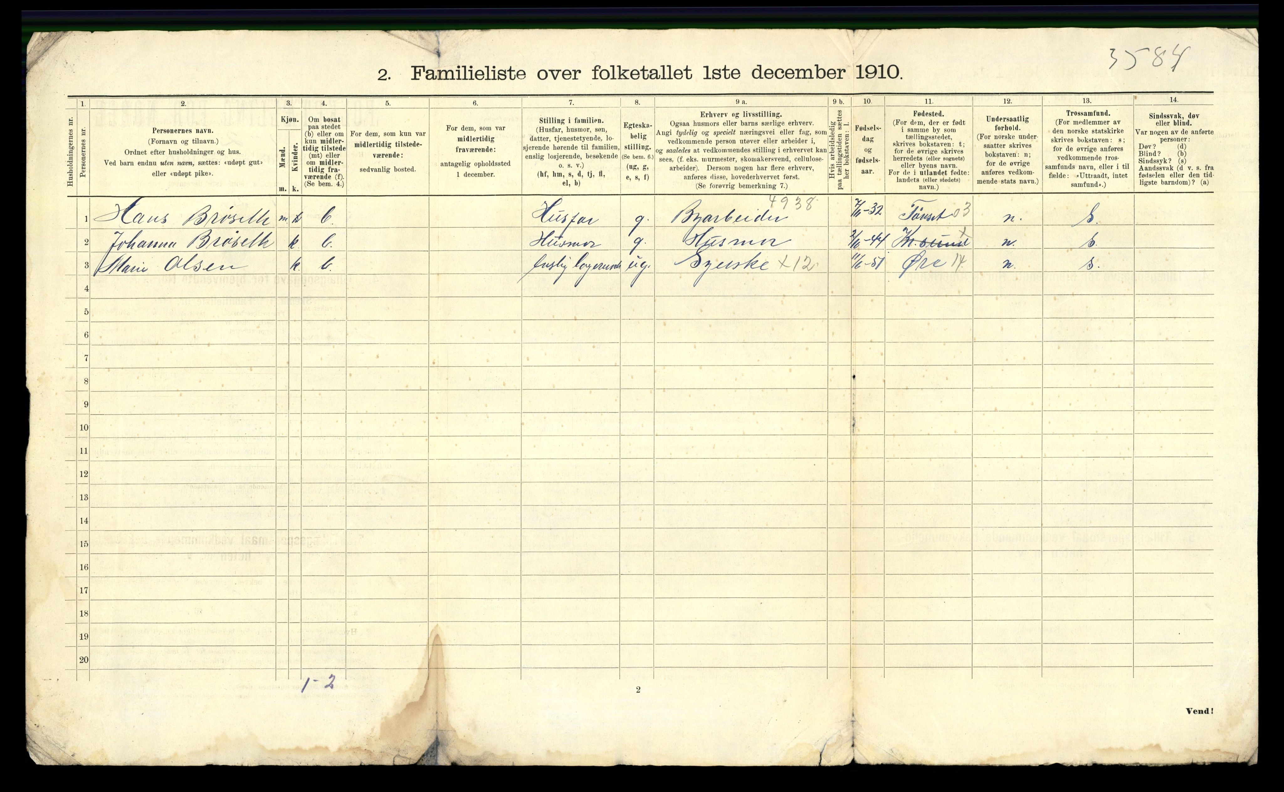 RA, 1910 census for Kristiansund, 1910, p. 3918