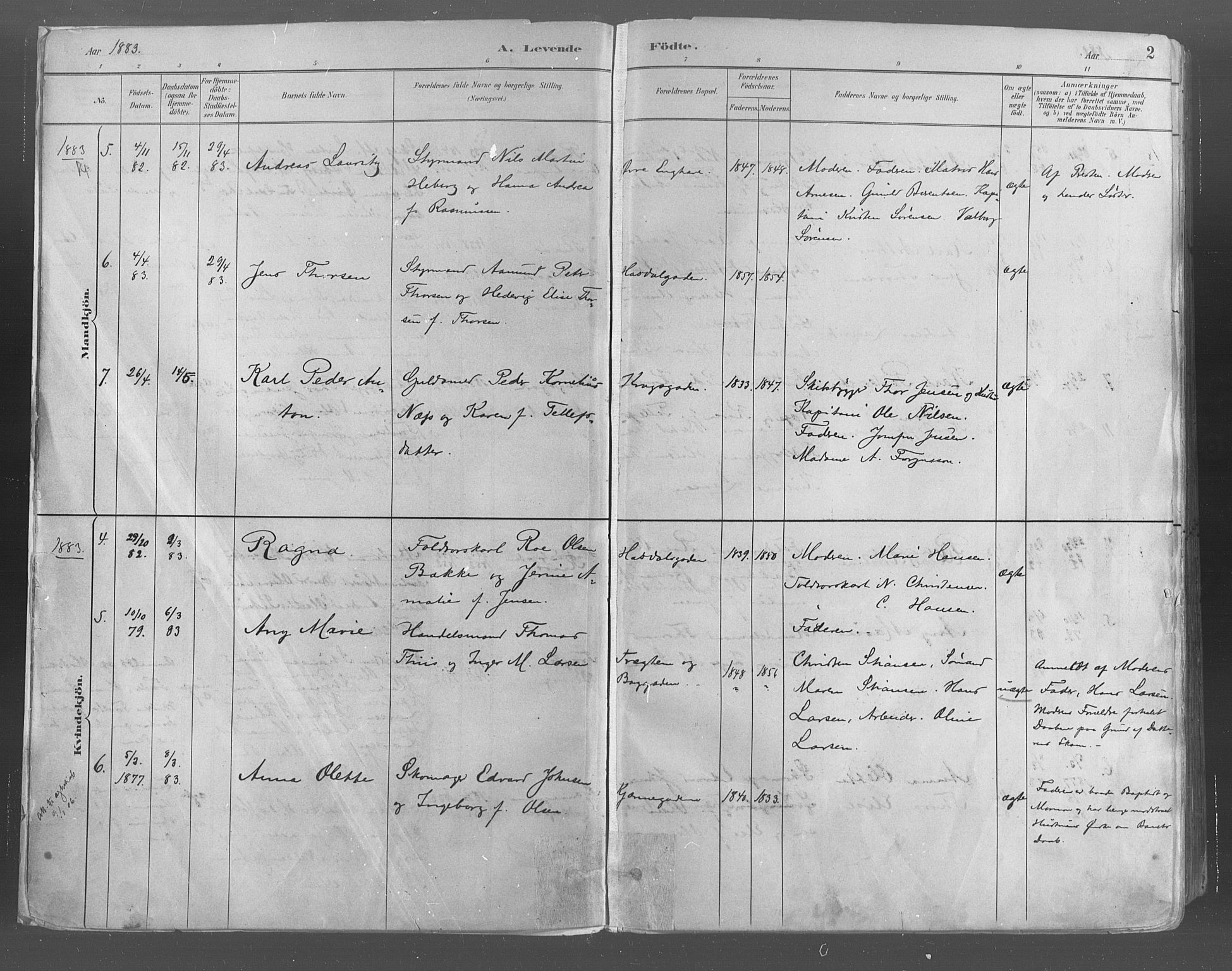 Risør sokneprestkontor, AV/SAK-1111-0035/F/Fa/L0005: Parish register (official) no. A 5, 1883-1895, p. 2